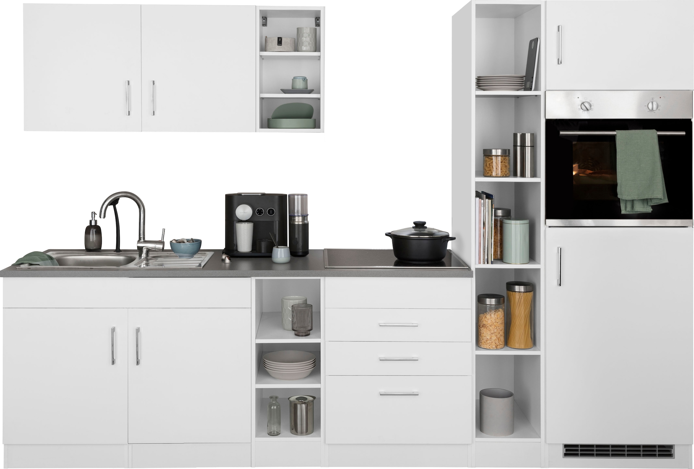 KOCHSTATION Kitchenette »KS-Paris – Küchen mit einzigartigen Fotomotiven auf den Fronten« largeur 280 cm, option appareils électriques et induction