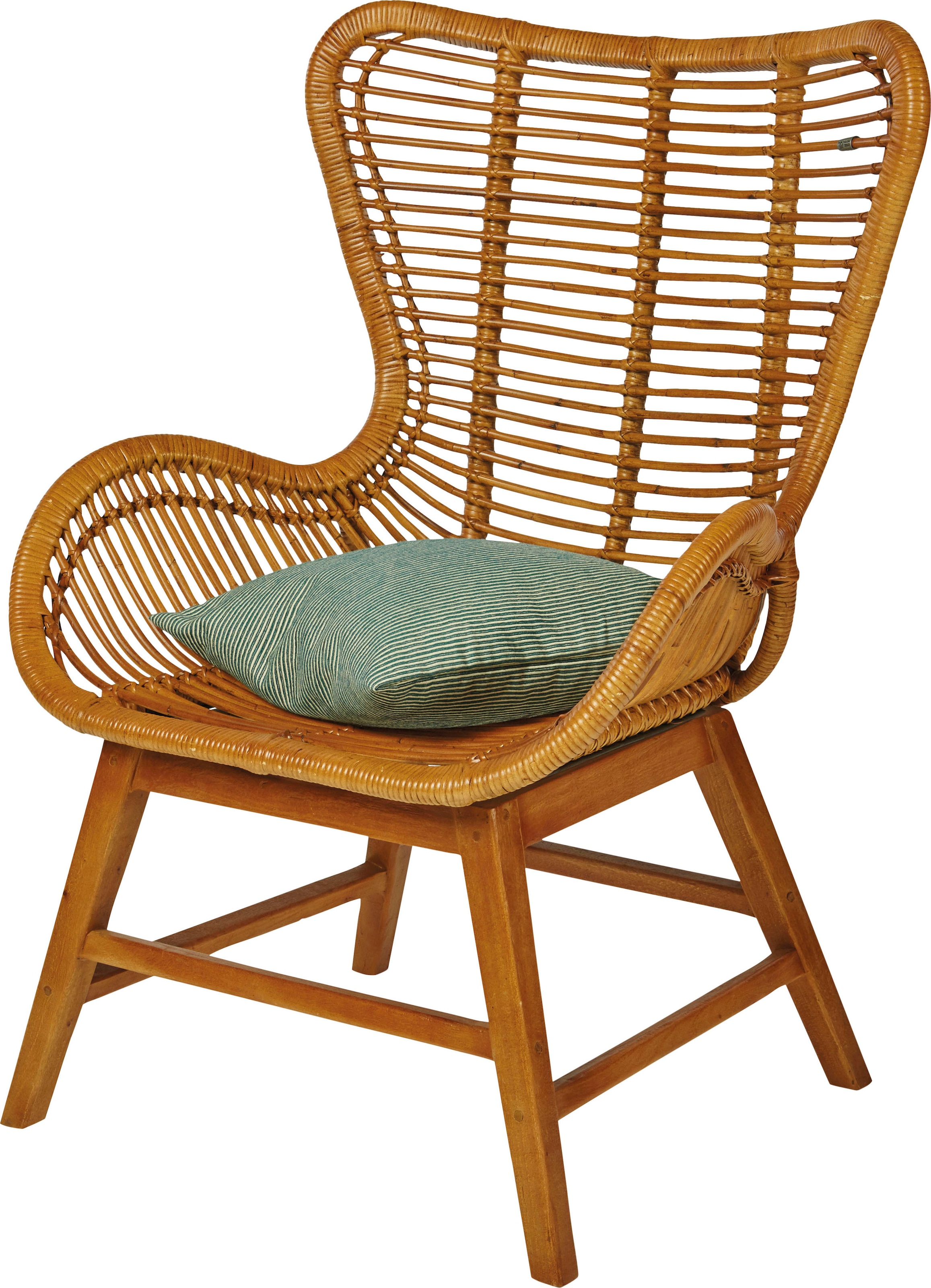 SIT Fauteuil »T-RATTAN ARMCHAIR« Rattanarmlehnstuhl mit Teakholzgestell und organischer Form