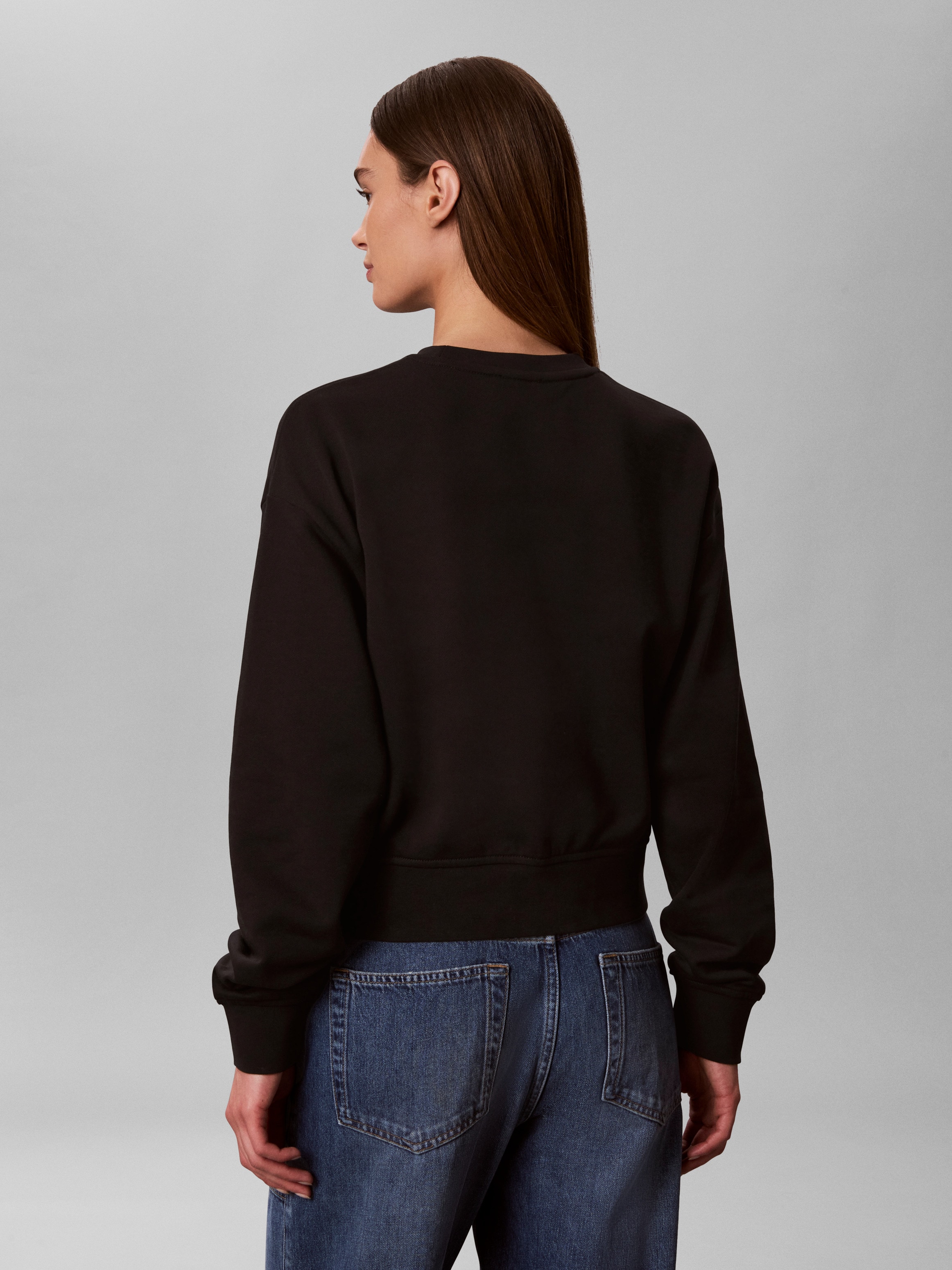 Calvin Klein Jeans Sweat-shirt , encolure ronde, crop top, inscription logo

