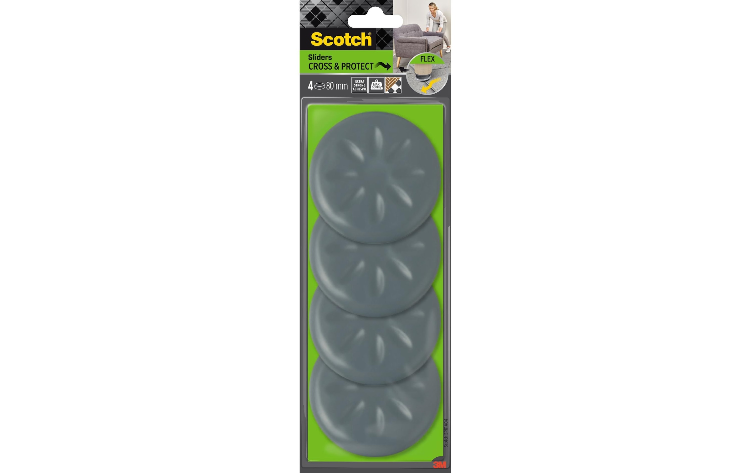 SCOTCH Möbelfuss »Scotch Flexibal, Ø 80 mm, 4er Pack« Selbsthaftende Sliders für müheloses Verschieben von schweren Möbeln