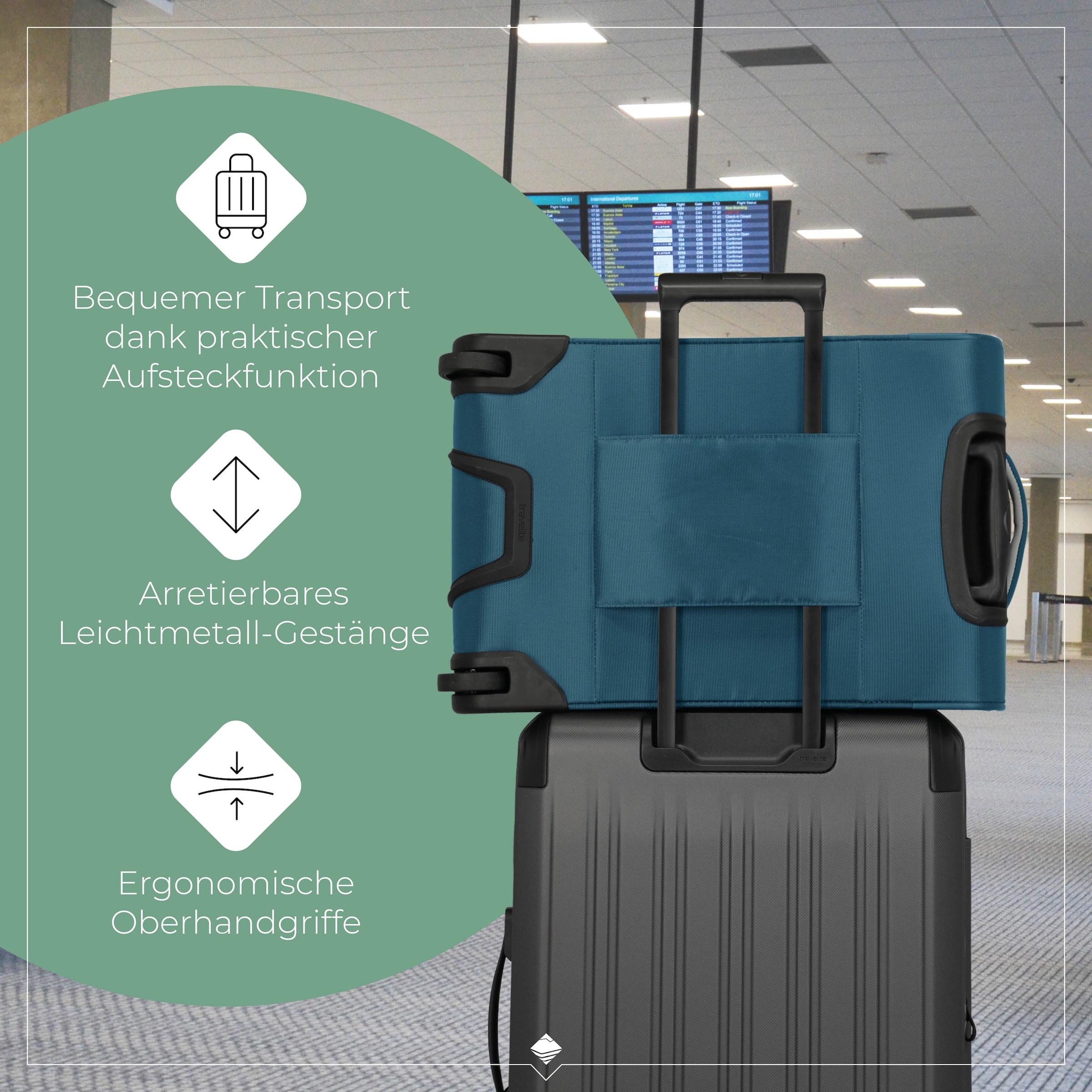 travelite Handgepäck-Trolley »JETPACK Slim 2 Cabin Handgepäck Koffer« 40 l 4 Rollen Weichgepäck, passend für viele gängige Airlines