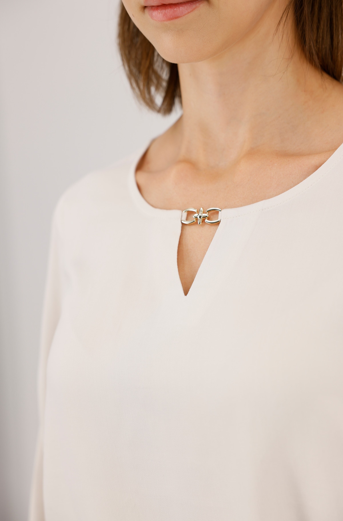 Monari Blouse à manches longues Regular fit mit Rundhalsausschnitt mit Schmuckdetail