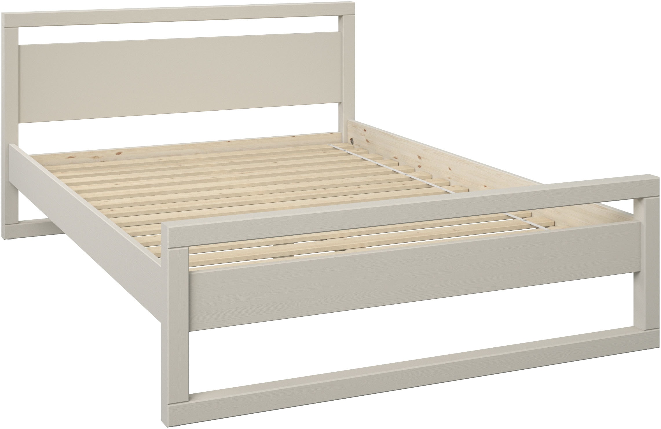 GOODproduct Lit en bois massif »Wellow , Kaschmir-Beige-Beige, Kiefer, inklusive Lattenrost« Nordique-moderne, supporte jusqu’à 180 kg, FSC® & Fabriqué en Europe