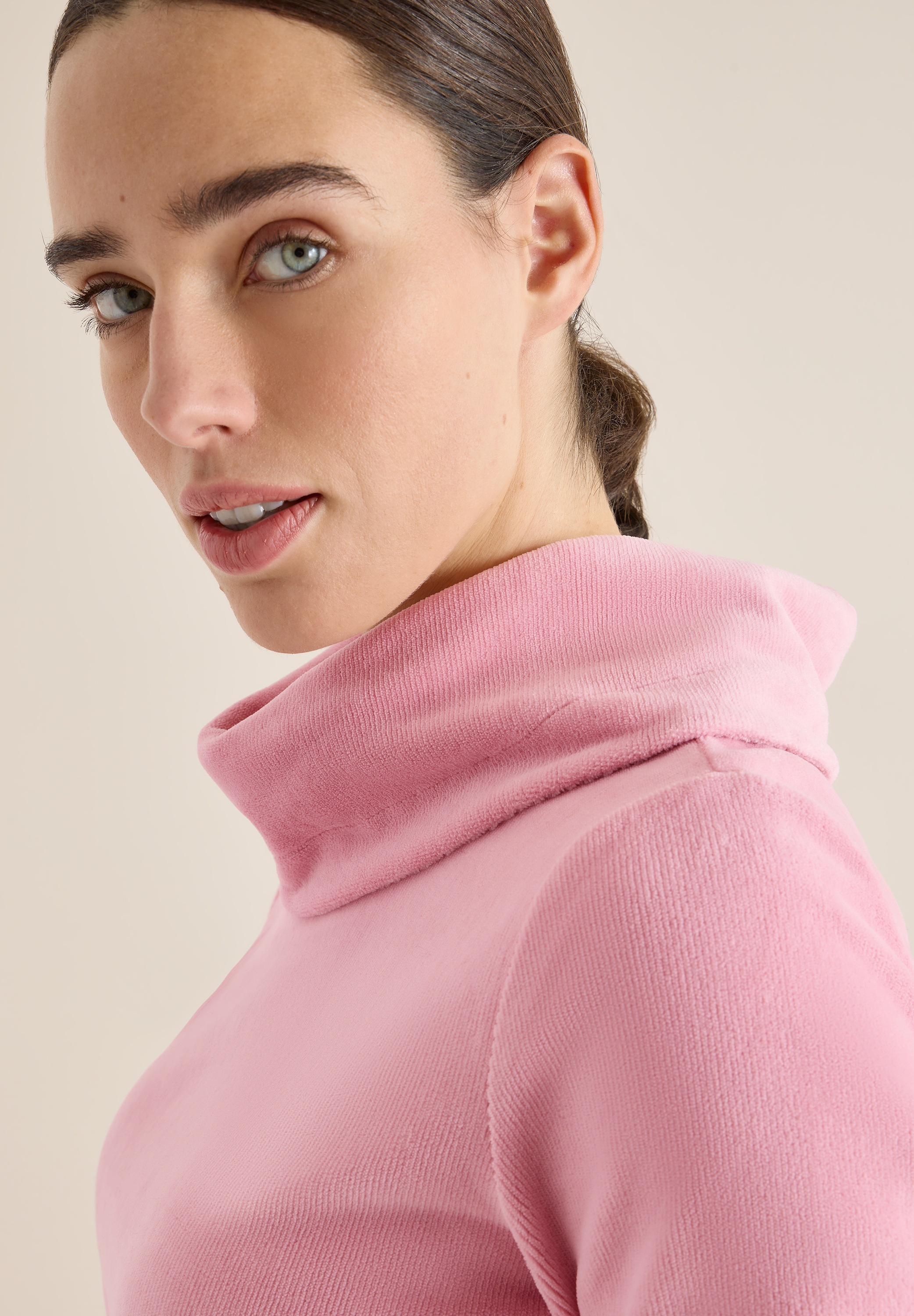 Cecil Pull à col rond Cord Shirt mit grossem Kragen