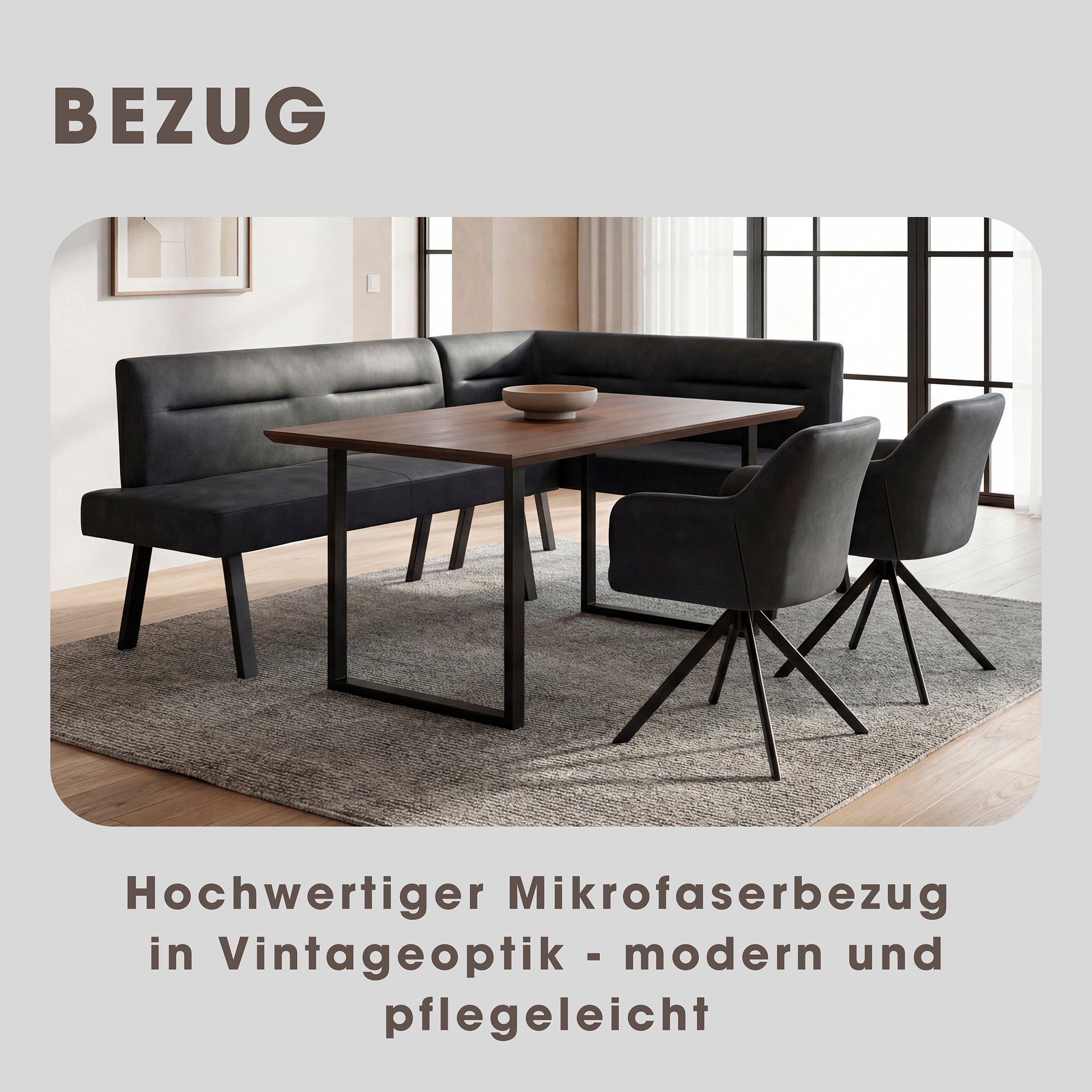 byLIVING Banc d'angle »MONTREAL« Microfaser, bis 330 kg, Taschenfederkern, Ziernaht im Rücken