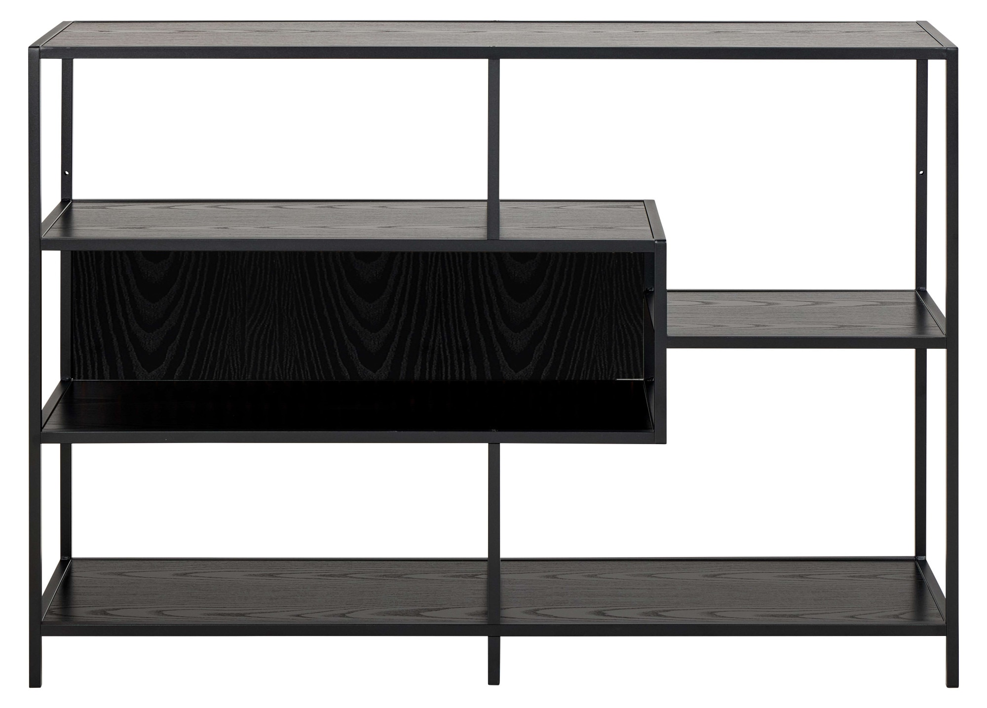 ACTONA GROUP Étagère à livres »Seaford, Standregal, Regal, Raumteiler« 114x35x78 cm,  cadre en acier noir, 5 étagères, module réversible, largeur 114 cm