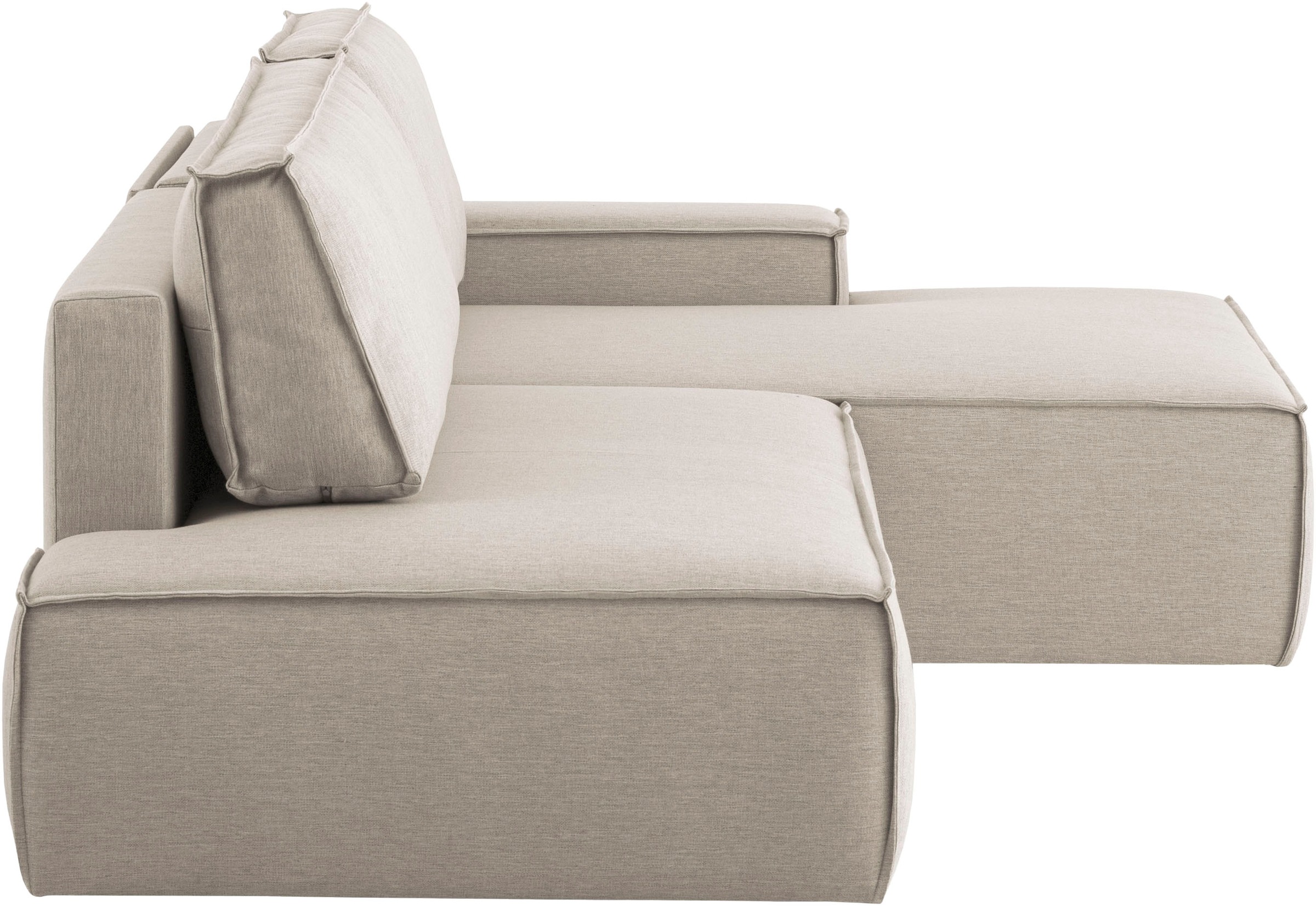 Home affaire Ecksofa »SHERWOOD,  Schlafsofa in L-Form offen (275cm), Cord, Leinenoptik« Schlaffunktion und Bettkasten, Kedernaht, hoher Sitz- & Liegekomfort,