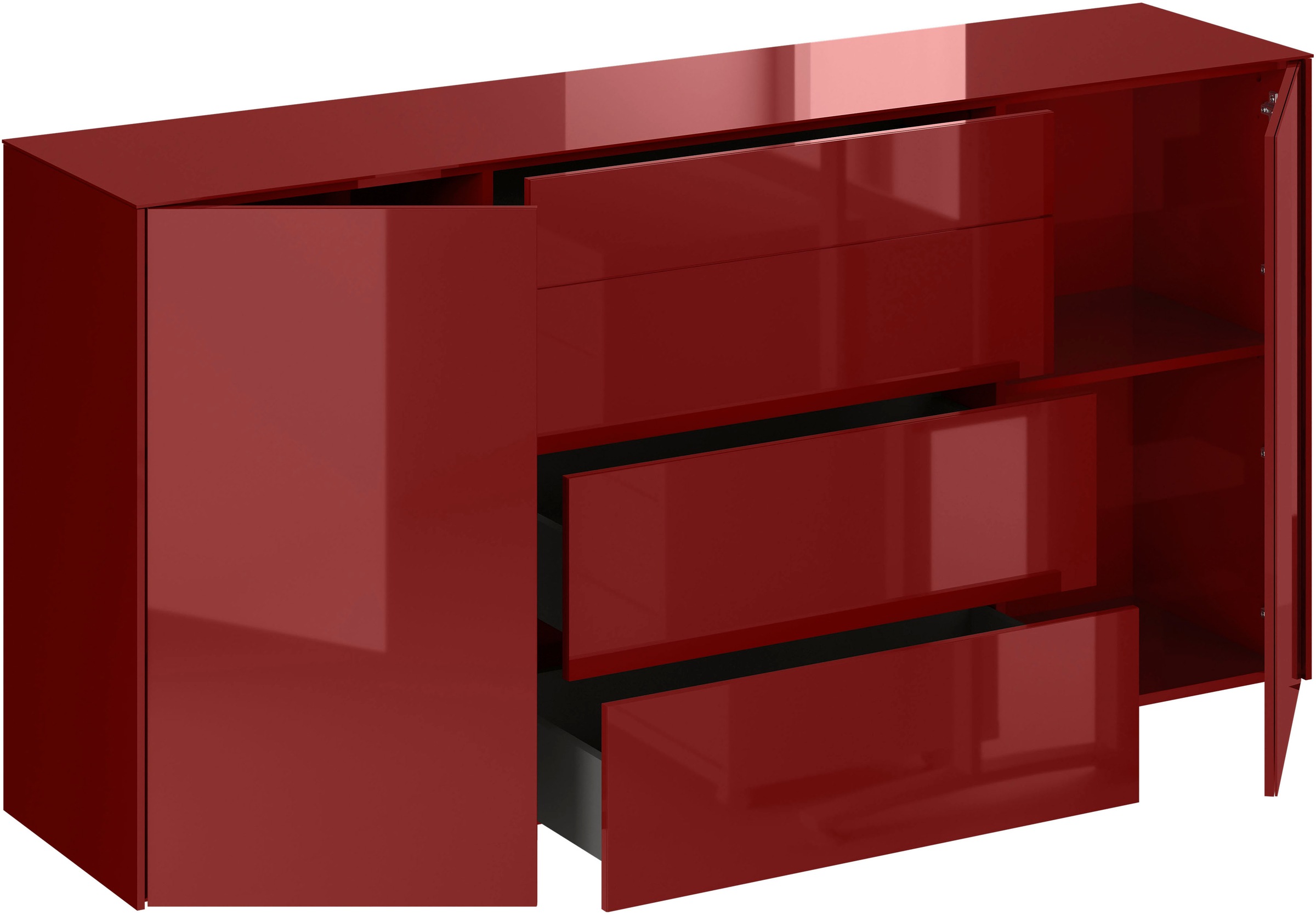 Mäusbacher Kommode Kommode BHT 179/89/42 cm, Push to open, Front+Oberplatte=Glas