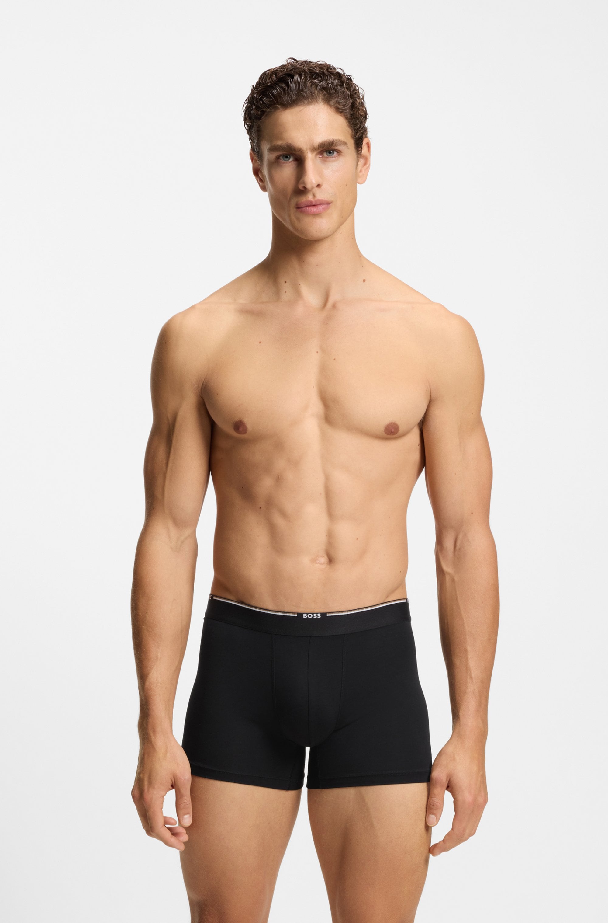 BOSS Boxer »Boxer Brief 3P Bamboo« Packung, 3 Stk. mit Logoschriftzug auf dem Bund