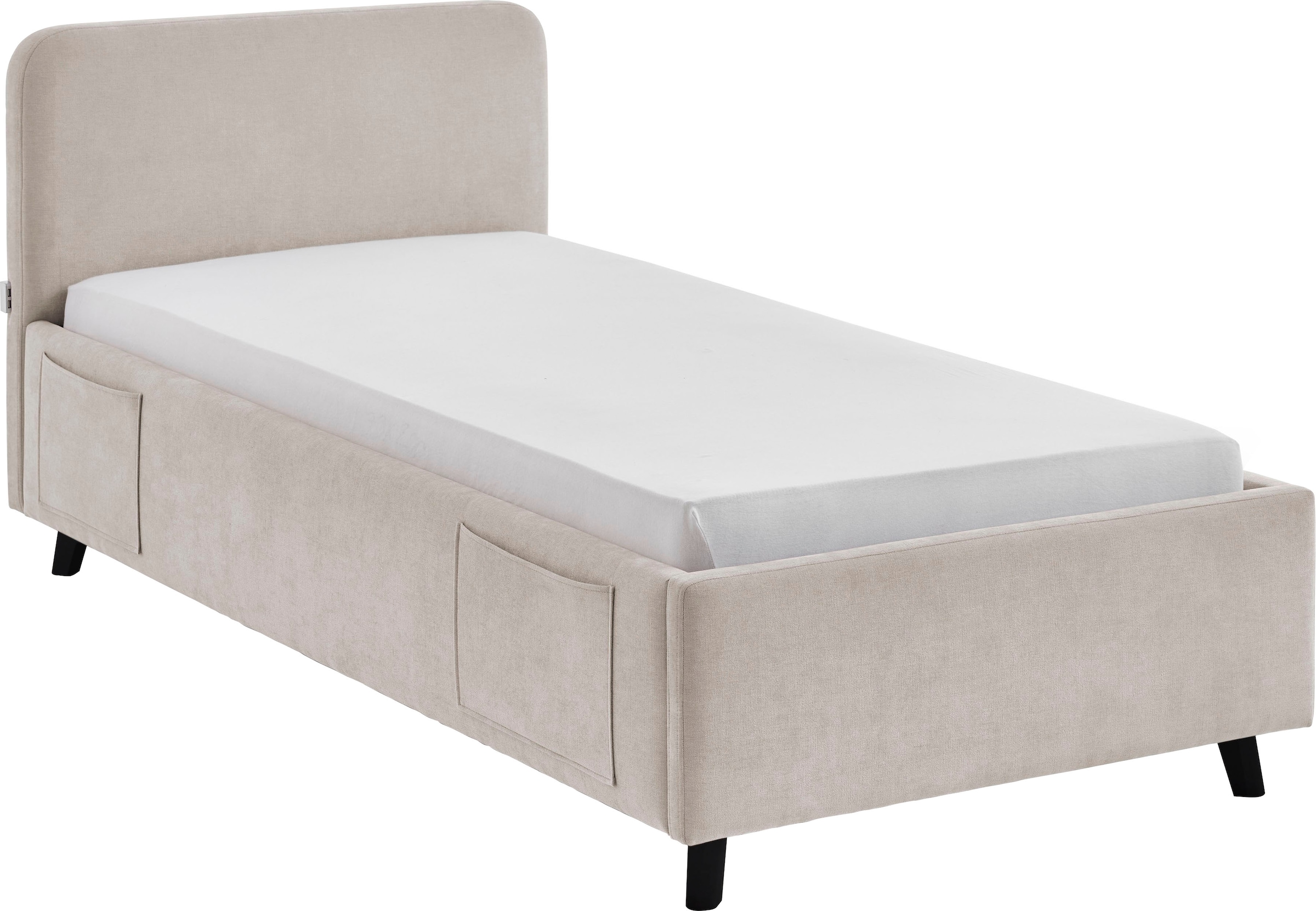 meise.möbel Lit d'enfant »COSY in de Breiten 90, 120 & 140 erhältlich, wahlweise mit Bettkasten« disponible avec pied en bois noir ou chêne, incl. prise USB