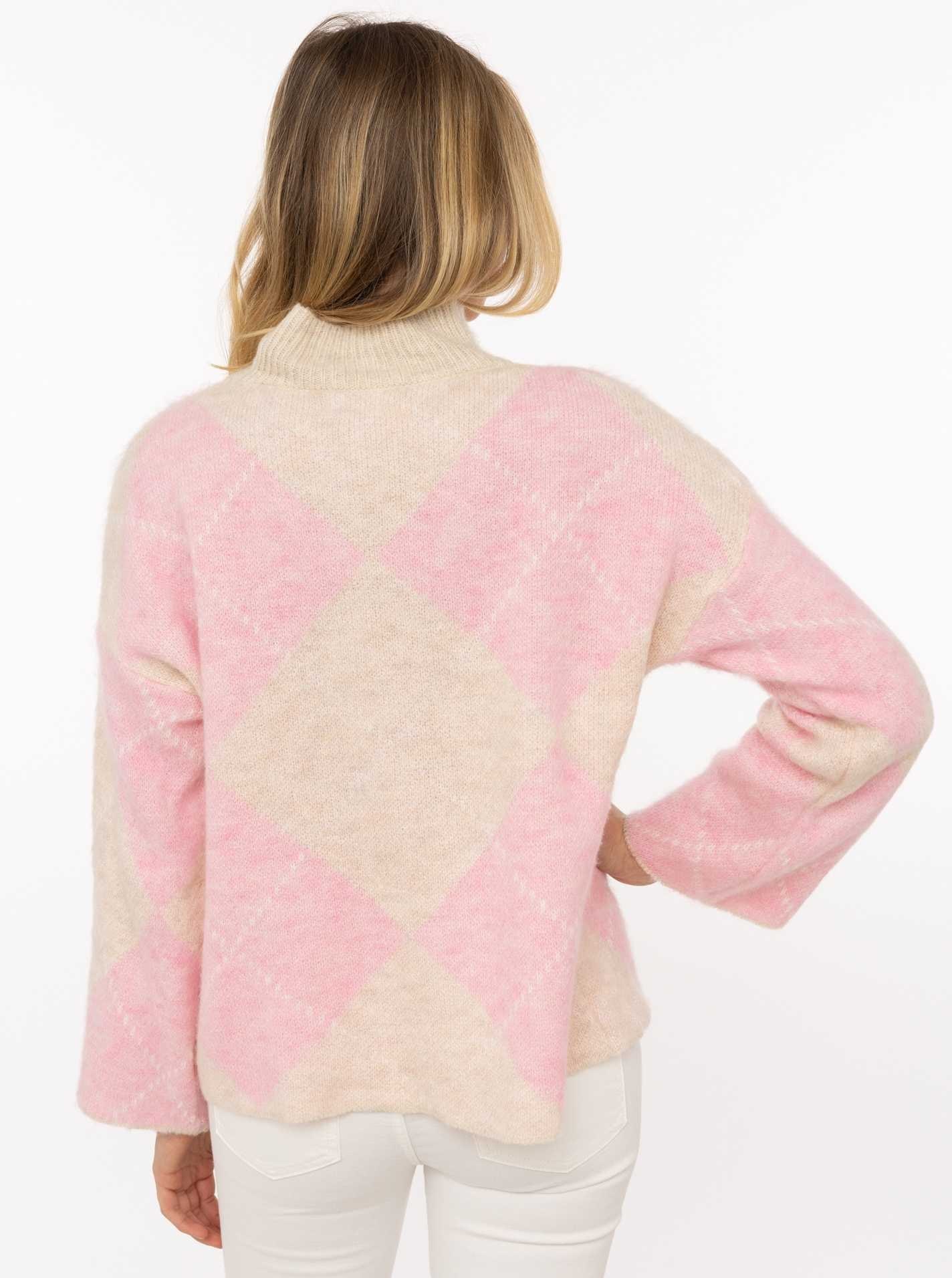 Zwillingsherz Rollkragenpullover »"Argyle"« grosses Rautenmuster, hoher Kragen, Strick, One Size