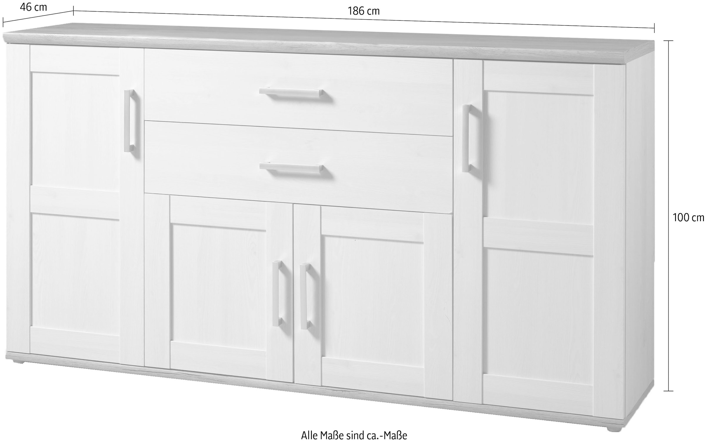 HBZ Sideboard »Romance im Landhaustil, Wohnzimmerschrank BxHxT 186x100x46 cm« 1 Stk. tlg. Landhaustil, Wohnzimmerschrank in Sibiu Lärche NB