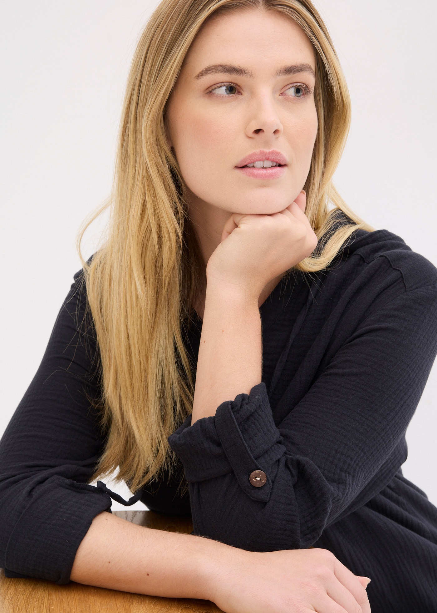 bonprix Blouse à enfiler 1 coupe loose, pour printemps et été, en coton, tunique en mousseline