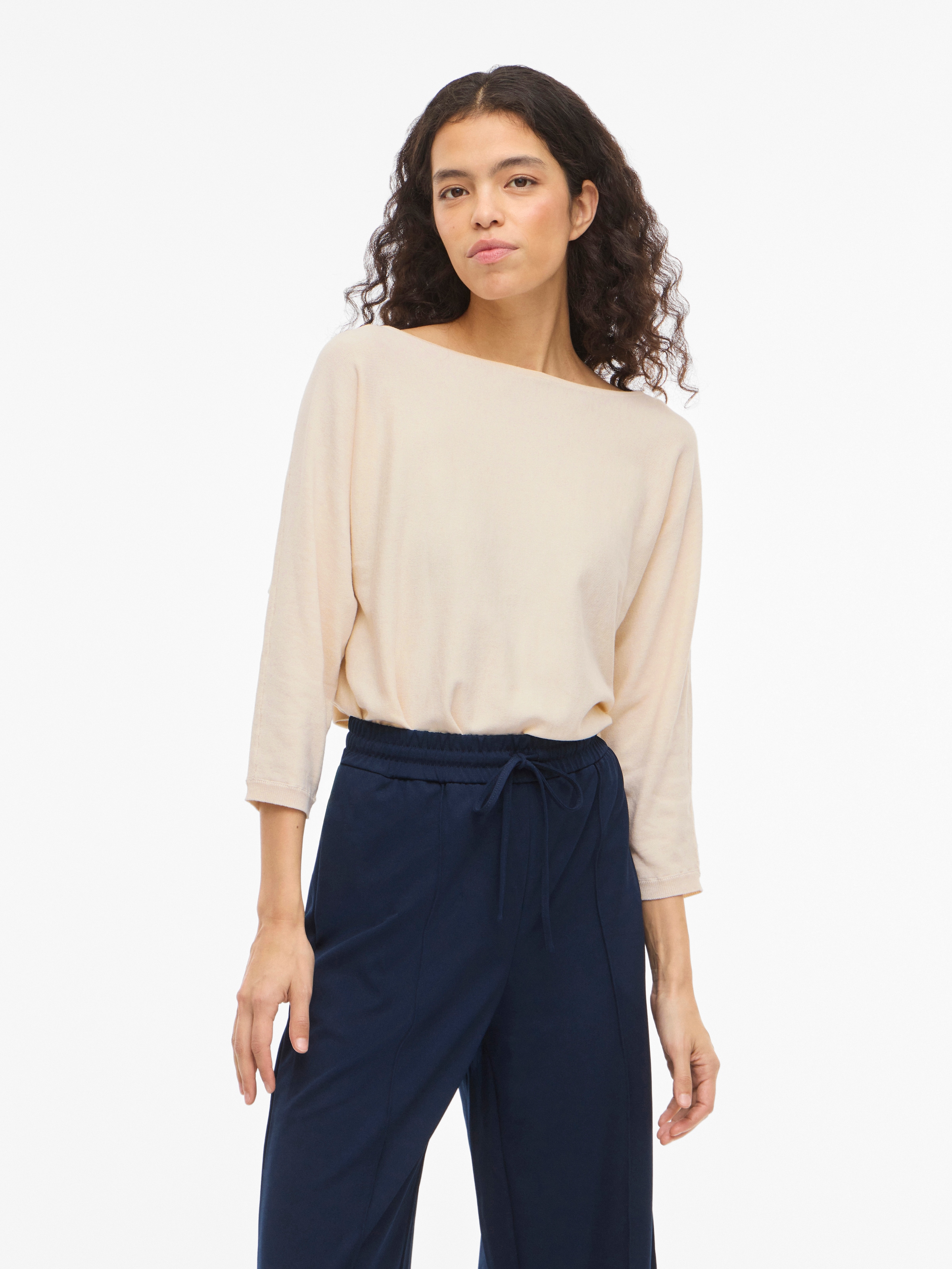 Vila Pull à manches 3/4 »VIMALU BOATNECK 3/4 SLEEVE KNIT TOP-NOOS« Materialmix, loose fit