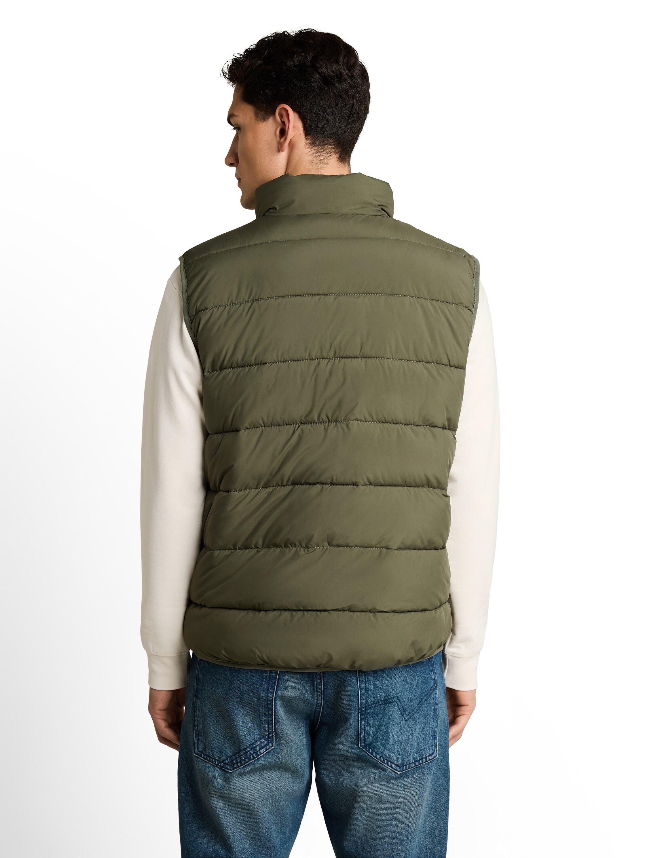 TOM TAILOR Denim Gilet matelassé avec col montant et fermeture éclair