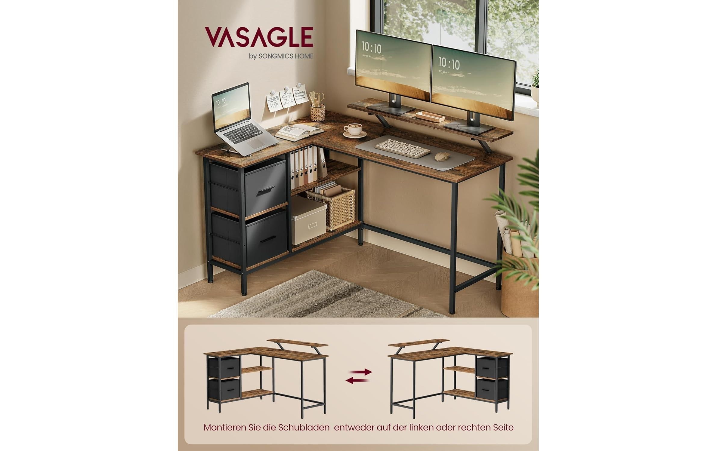 VASAGLE Schreibtisch »in L-Form 135 x 105 cm«