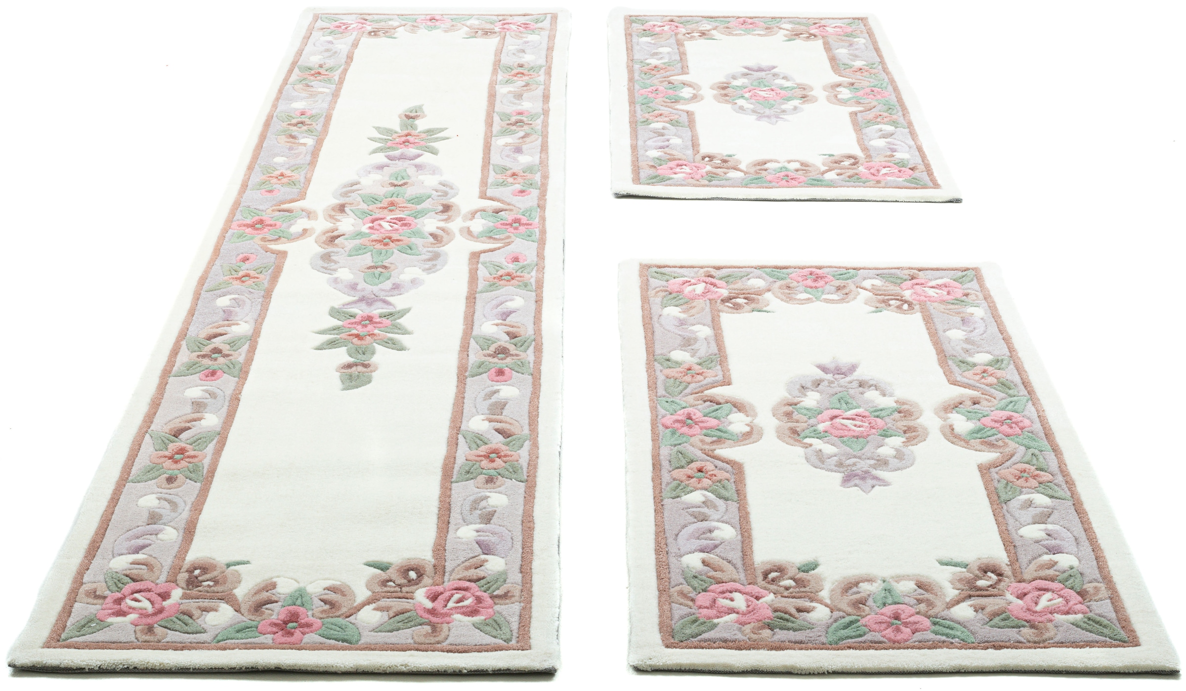 THEKO Bettumrandung »Ming« Höhe 14 mm 3 Stk. tlg. Bettvorleger, Läufer-Set, Pastell-Farben, florales Design,