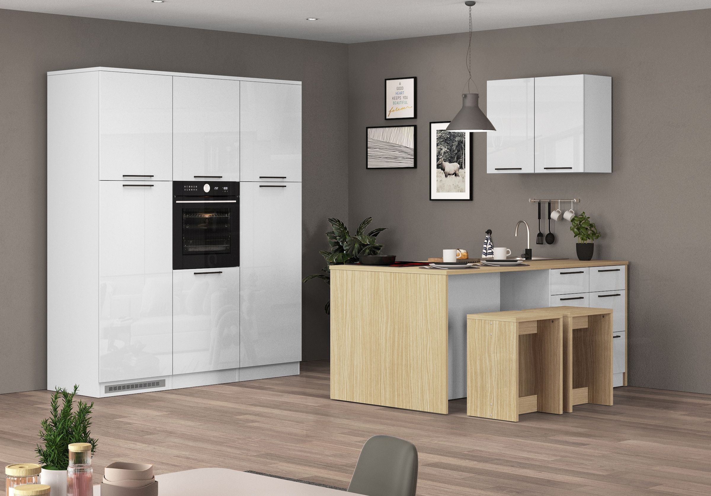 KOCHSTATION Kühlumbauschrank »Luna, Kühlschrank-Umbau, Einbauschrank für Kühlschrank, Made in Italy« B/T/H: 60×60×214,5 cm, für zwei Kühlschrankhöhen vorbereitet