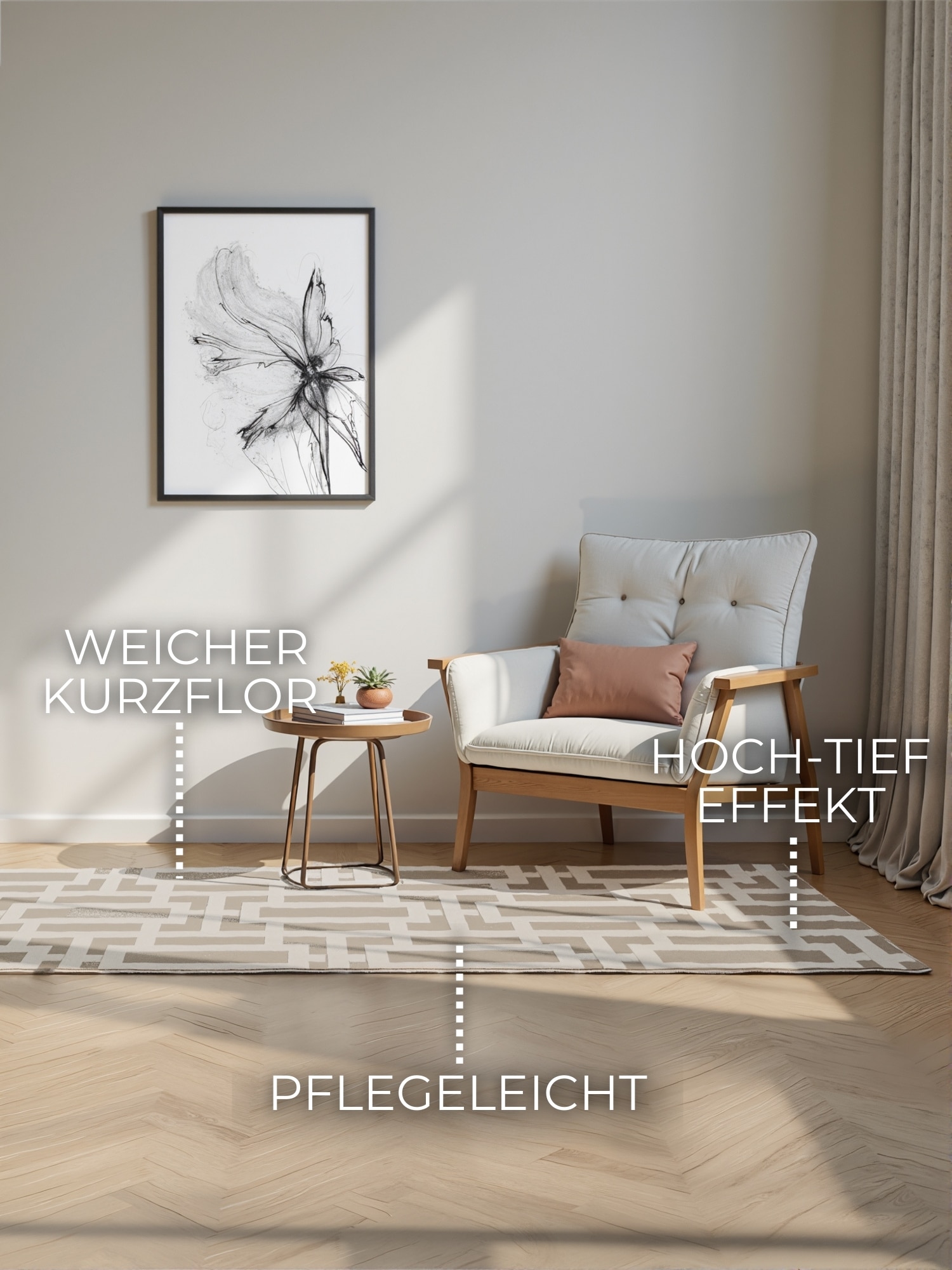 ELLE DECORATION Designteppich »Onyx« rechteckig 9 mm Höhe Wohnzimmer, Schlafzimmer, Läufer, Hoch-Tief Effekt, Flur, Glanz