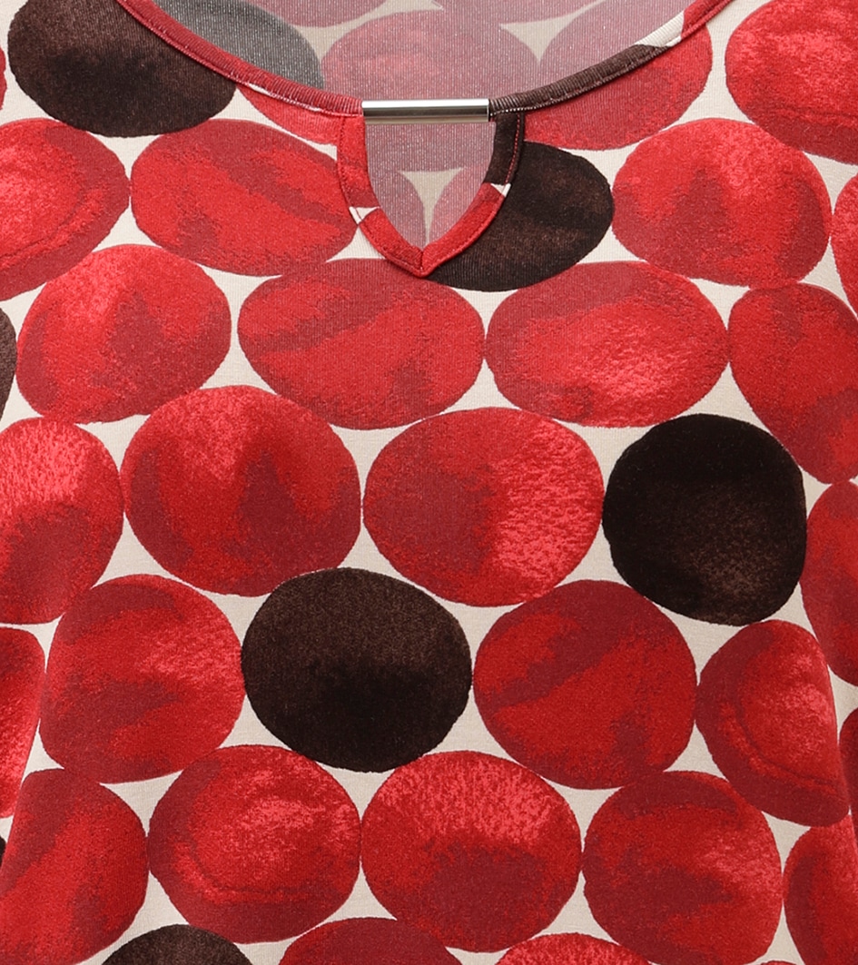 Aniston SELECTED Langarmshirt mit Cut-out und grossflächigen Kreis-Druck - NEUE KOLLEKTION