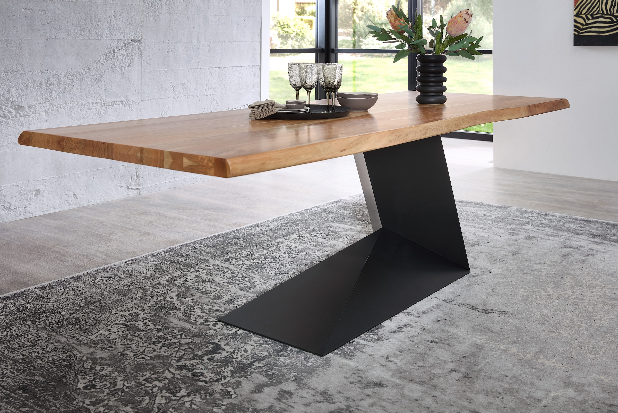 Stolkom Table de salle à manger »Alan Esszimmertisch Massivholz, wahlweise in 240 oder 200 cm breite« Akazie Massivholz, Flächenbelastung des Tisches ca. 90 kg