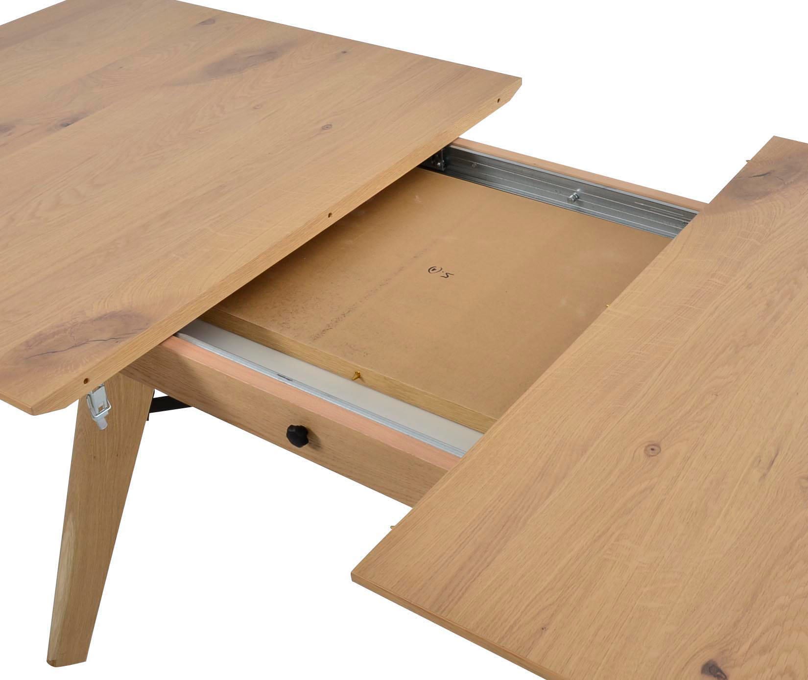 K+W Komfort & Wohnen Table de salle à manger »Giacomo IV« en chêne noueux bianco plaqué, 2 tailles au choix, avec sortie synchronisée