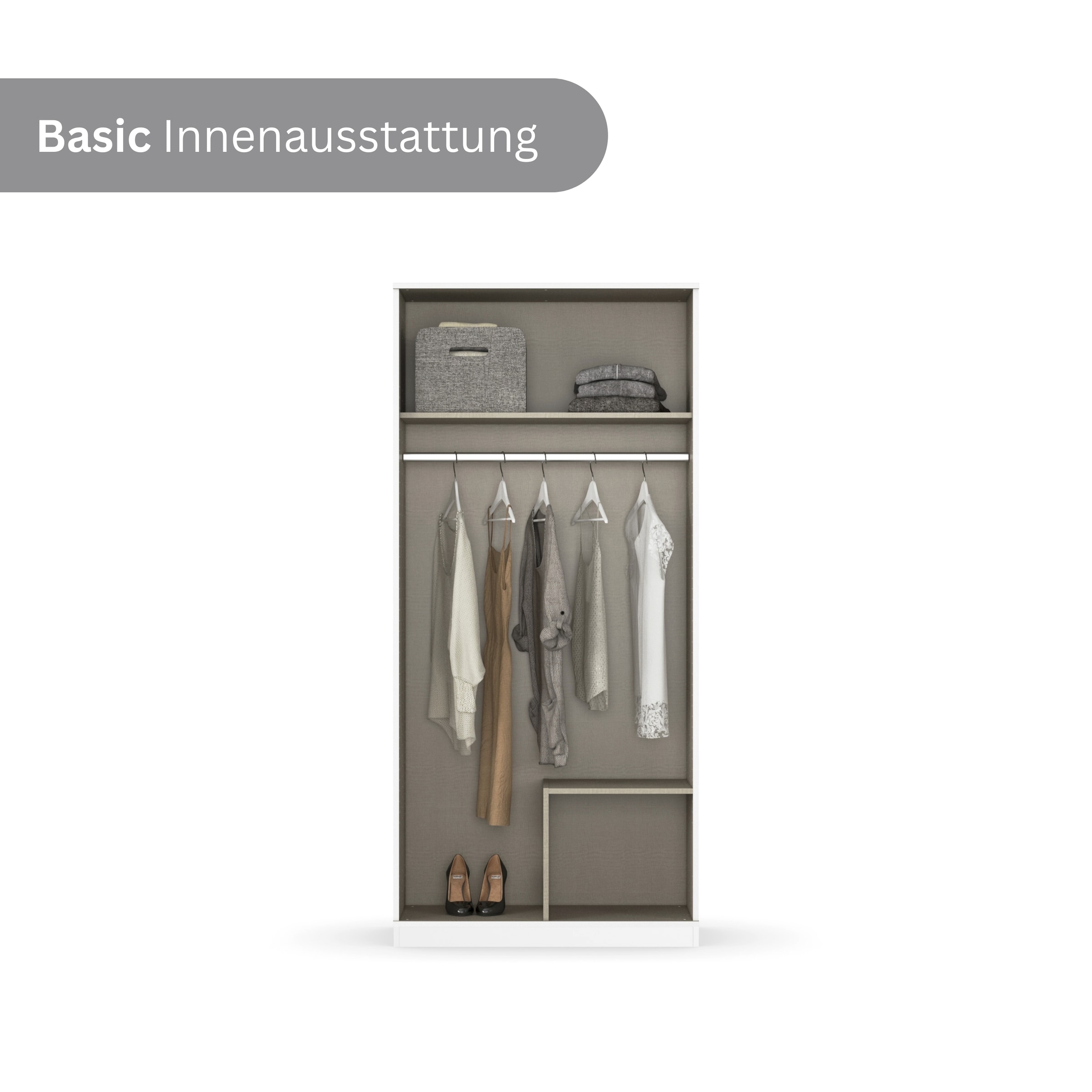 rauch 1100000002199 »Kleiderschrank Schrank Garderobe Wäscheschrank COSTA Breite 91 cm« in 3 Ausstattungen BASIC/CLASSIC/PREMIUM,  Breite 91 cm grifflose Front mit Push-to-Open Funktion MADE IN GERMANY
