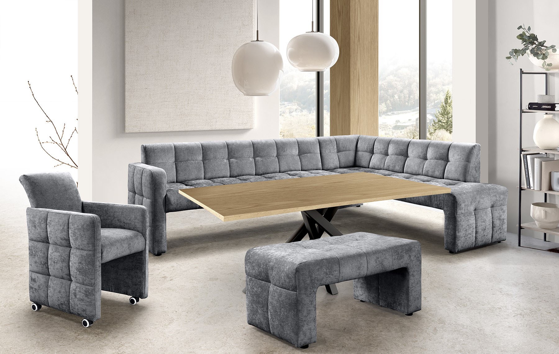exxpo - sofa fashion Banc de salle à manger »Barista, bequem und elegant, hohe Bodenfreiheit« Eckbank Barista bequem und elegant, hochwertige Detailverarbeitung