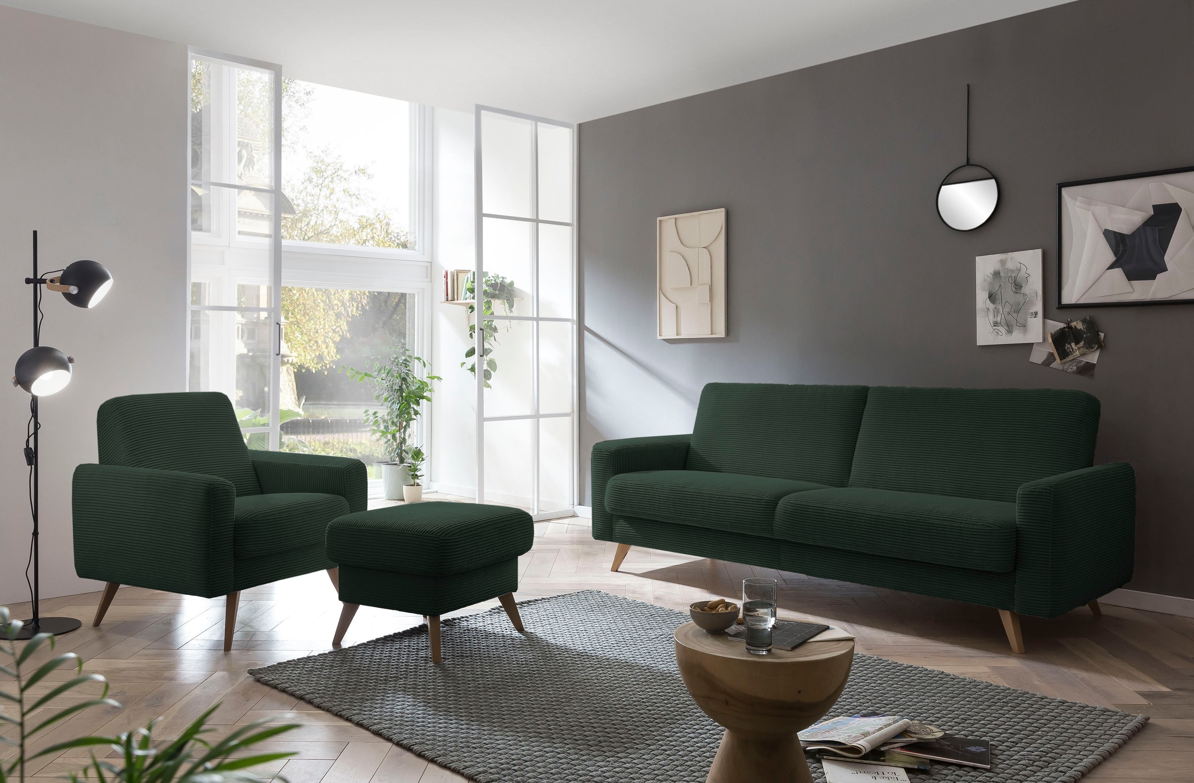 exxpo - sofa fashion Sessel »Samso, Loungesessel« elegant und bequem, aktueller Cord Bezug