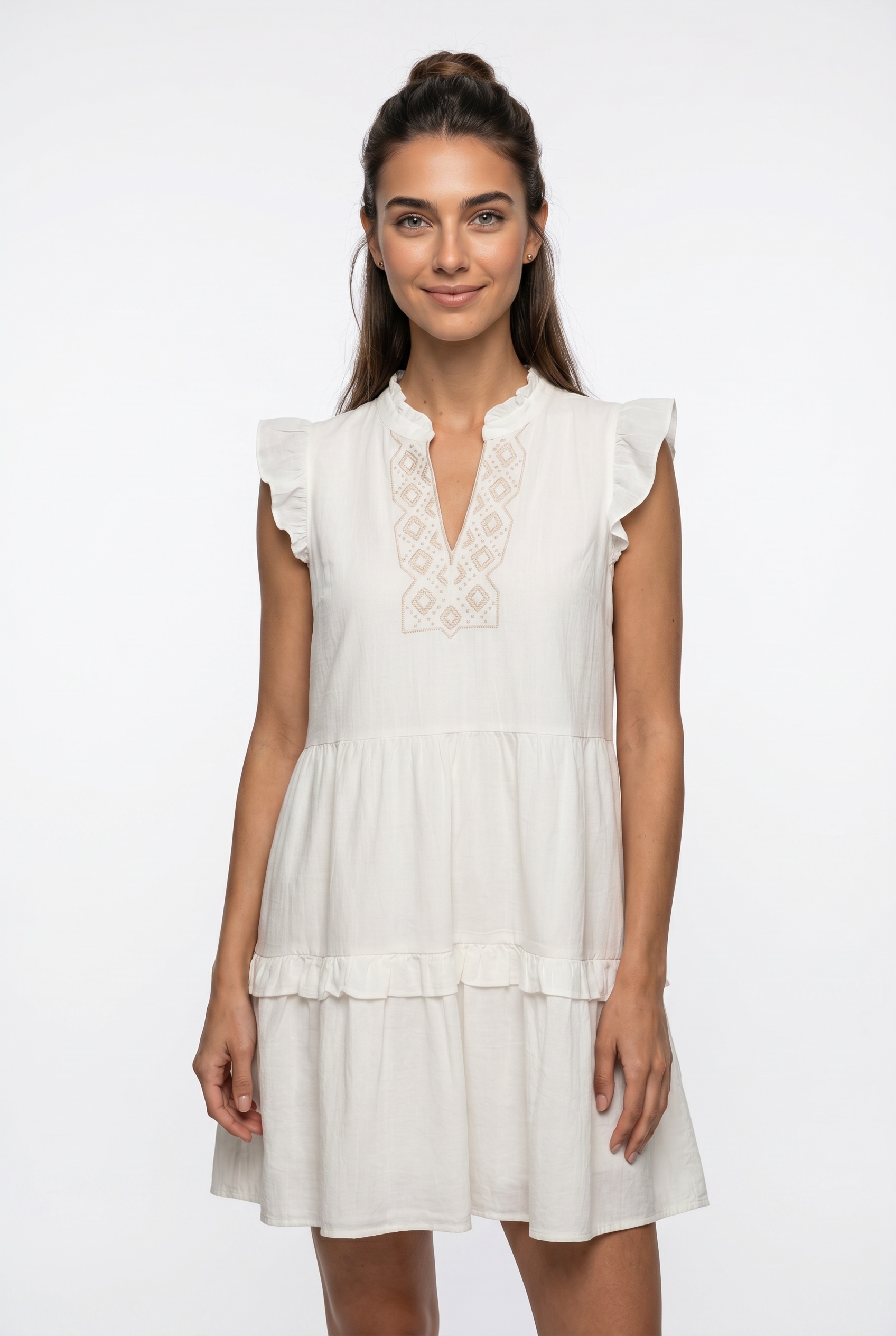 Vero Moda Robe tunique »VMDICTHE EMB SHORT DRESS WVN GA« coton, coupe régulière