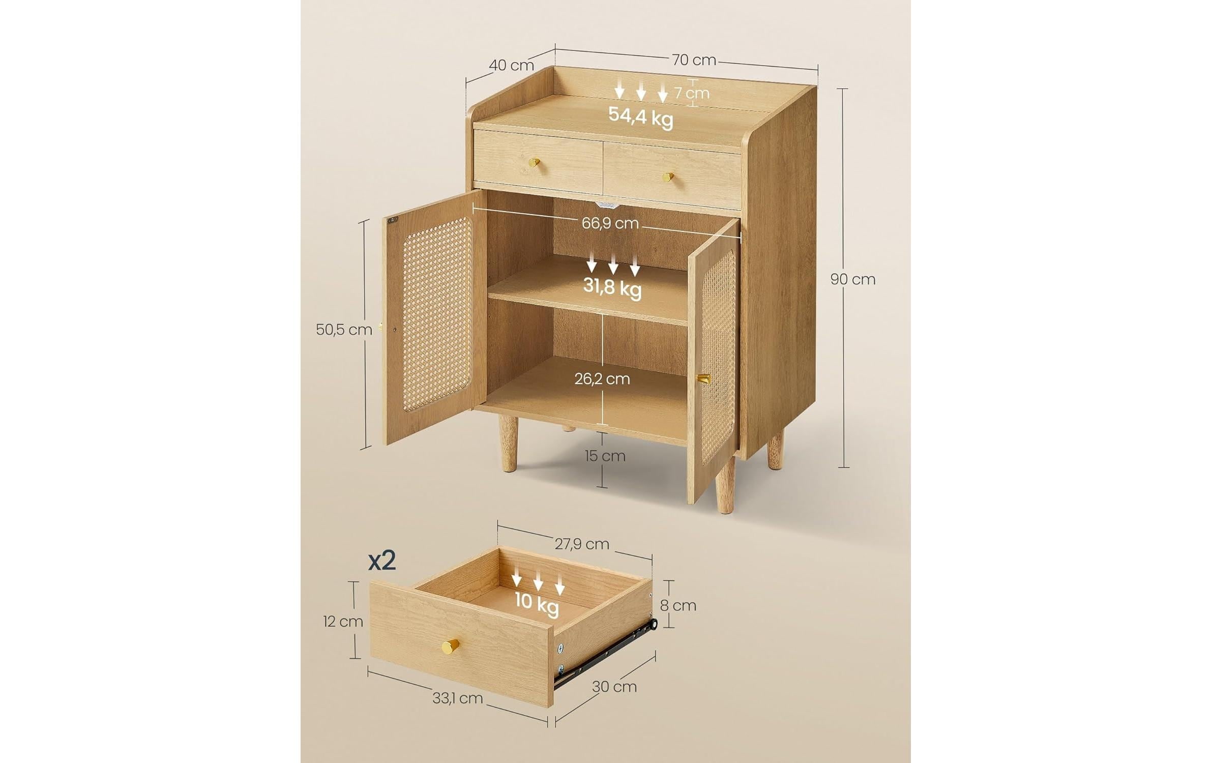 VASAGLE Commode »mit Schubladen 70 x 90 cm«