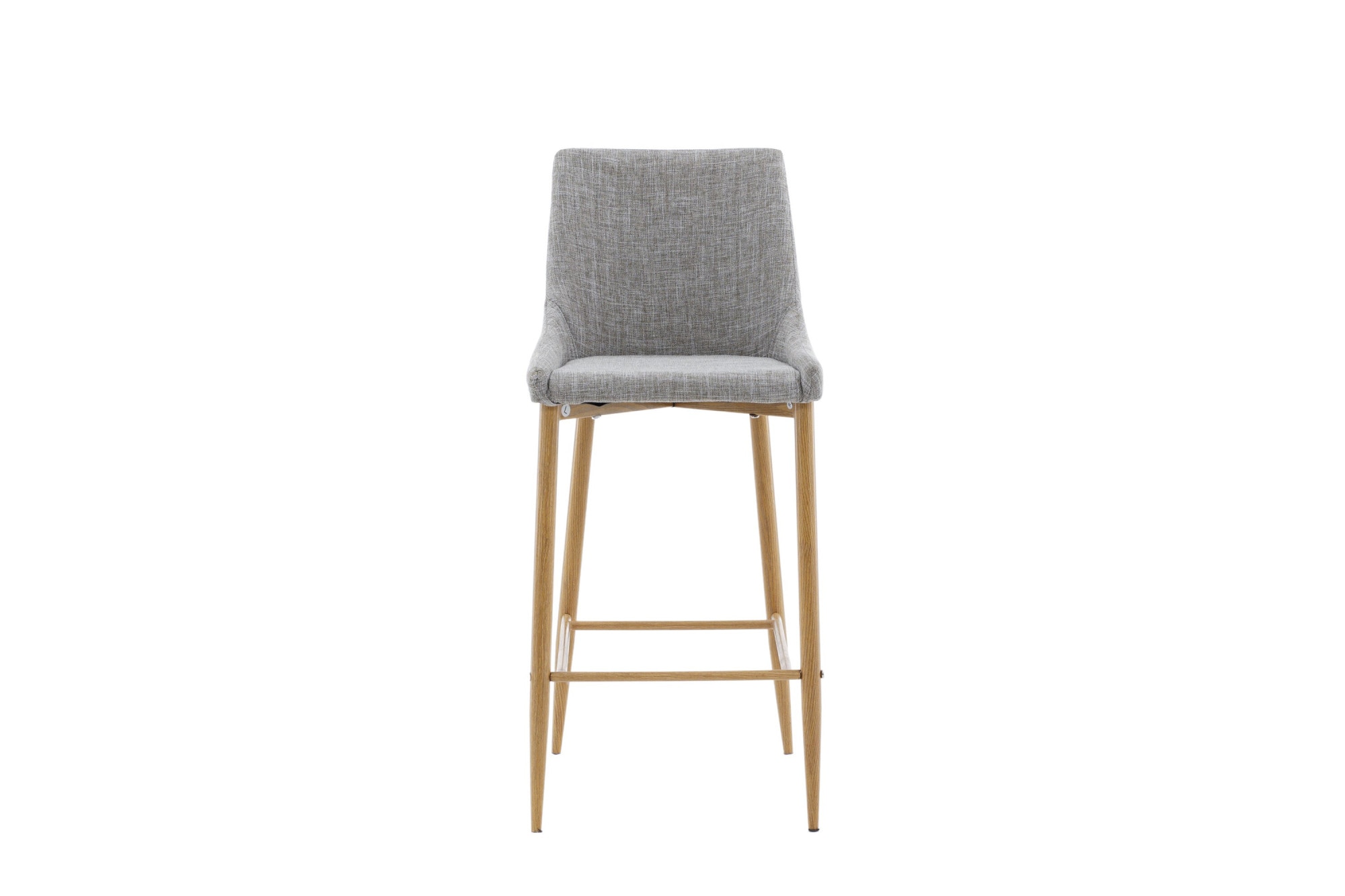 Venture Home Tabouret de bar »Plaza, 2er-Set Barhocker in Hellgrau-Stoff, Eichen-Optik-Beine« Ensemble, 2 cuis tlg. Tabouret de bar, revêtement en tissu, pieds métal effet bois, repose-pieds, moderne