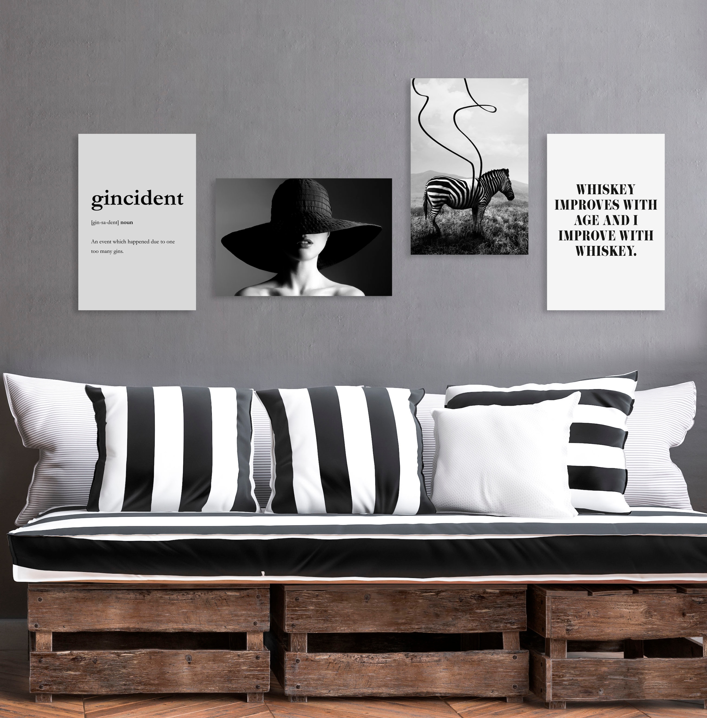 queence Image »WHISKEY« 1 cuis tlg. HD Premium Poster-Druck inkl. Holzrahmen