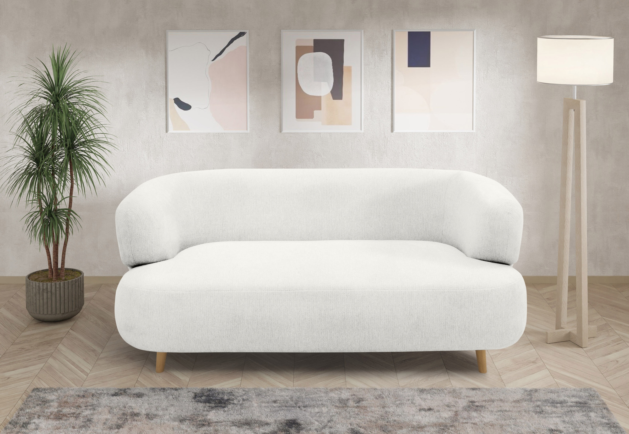 Home affaire 2-places »Tistam Runde Form,« perfektes Einzelstück, organische Form, Füsse aus massivem Holze