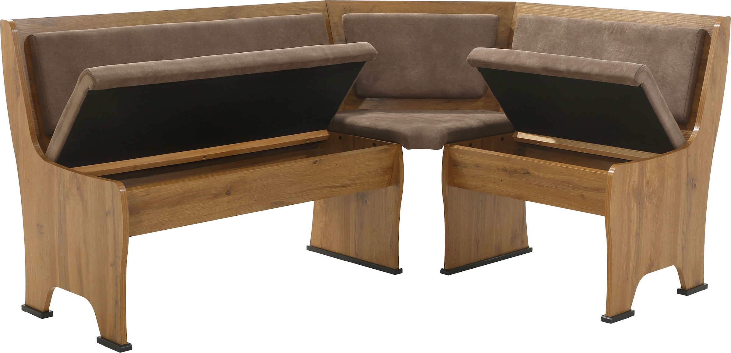GOODproduct Eckbankgruppe »Theo (Set, 4-tlg. Tisch, Bank und 2 Stühle) 2 Farben wählbar« Bank links/rechts montierbar, mit Stauraum, Stühle im 2er Set
