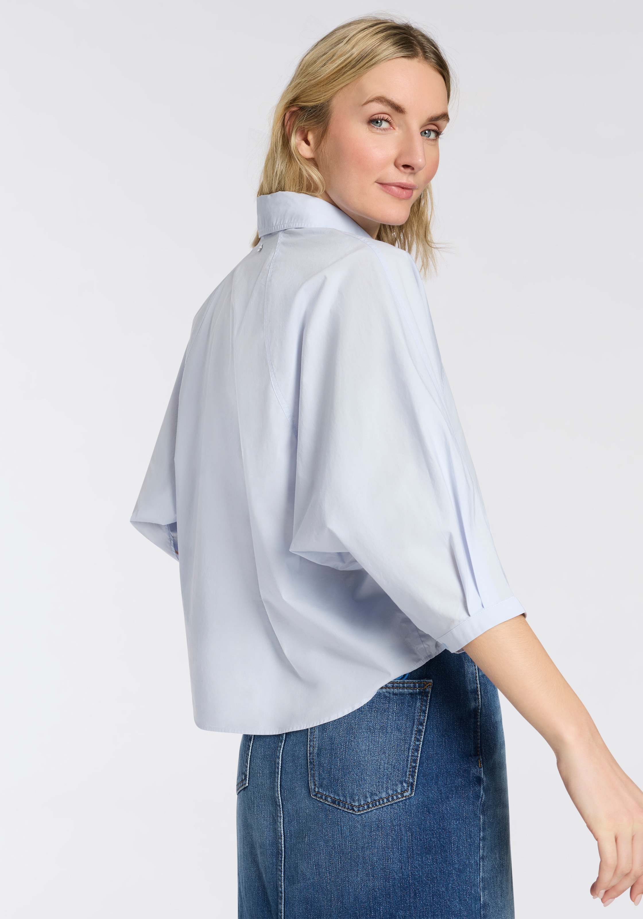 BOSS ORANGE Blouse chemise »Belenta Premium Damenmode« aus Baumwoll-Popeline, mit Kimonoärmeln