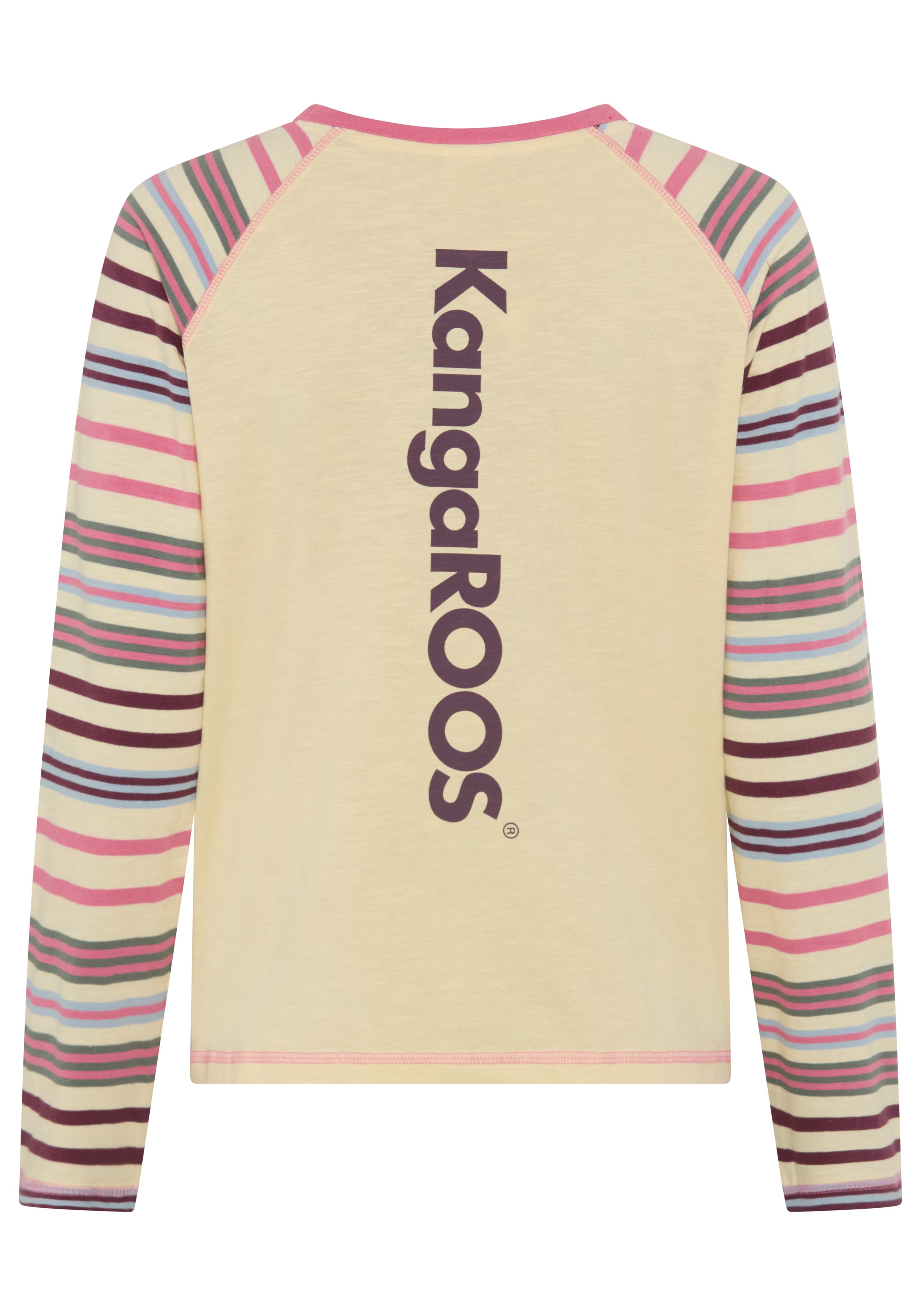 KangaROOS Langarmshirt bequeme Passform, hüftlange Form, aus Jersey, mit Raglanärmeln