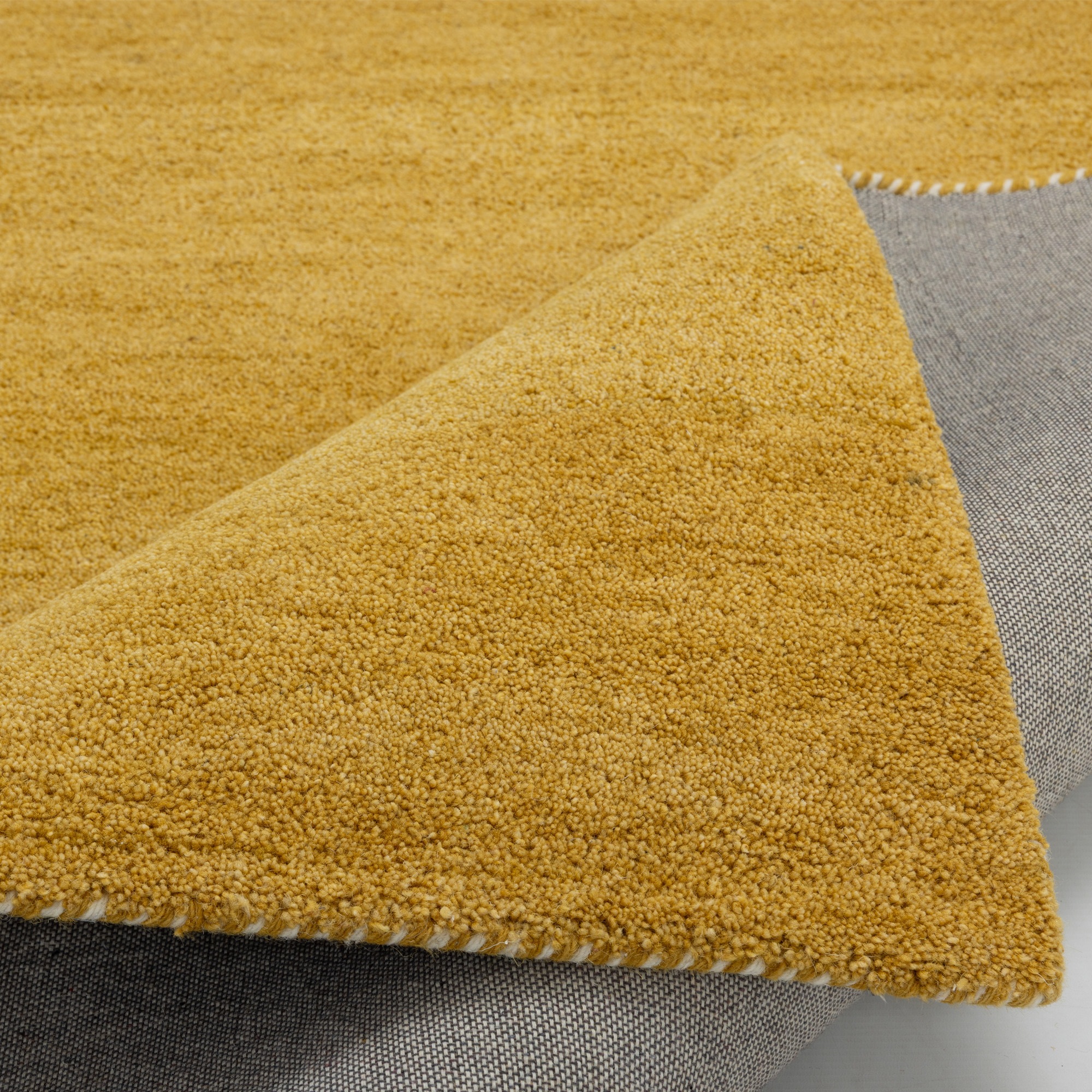 THEKO Bordure de lit »Gabbeh Uni, Handweb Teppich, meliert, reine Wolle« Höhe 14 mm 3 tlg. Bettvorleger, Uni-Farben, handgewebt, Läufer-Set, Schlafzimmer