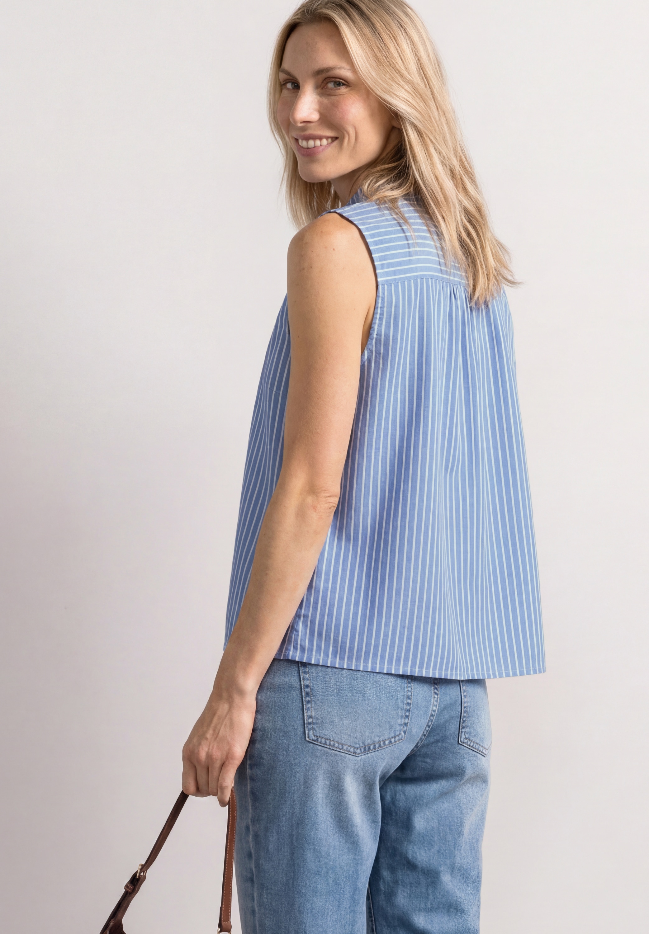 STREET ONE Top chemisier Blouse d'été, détail noué, sans manches