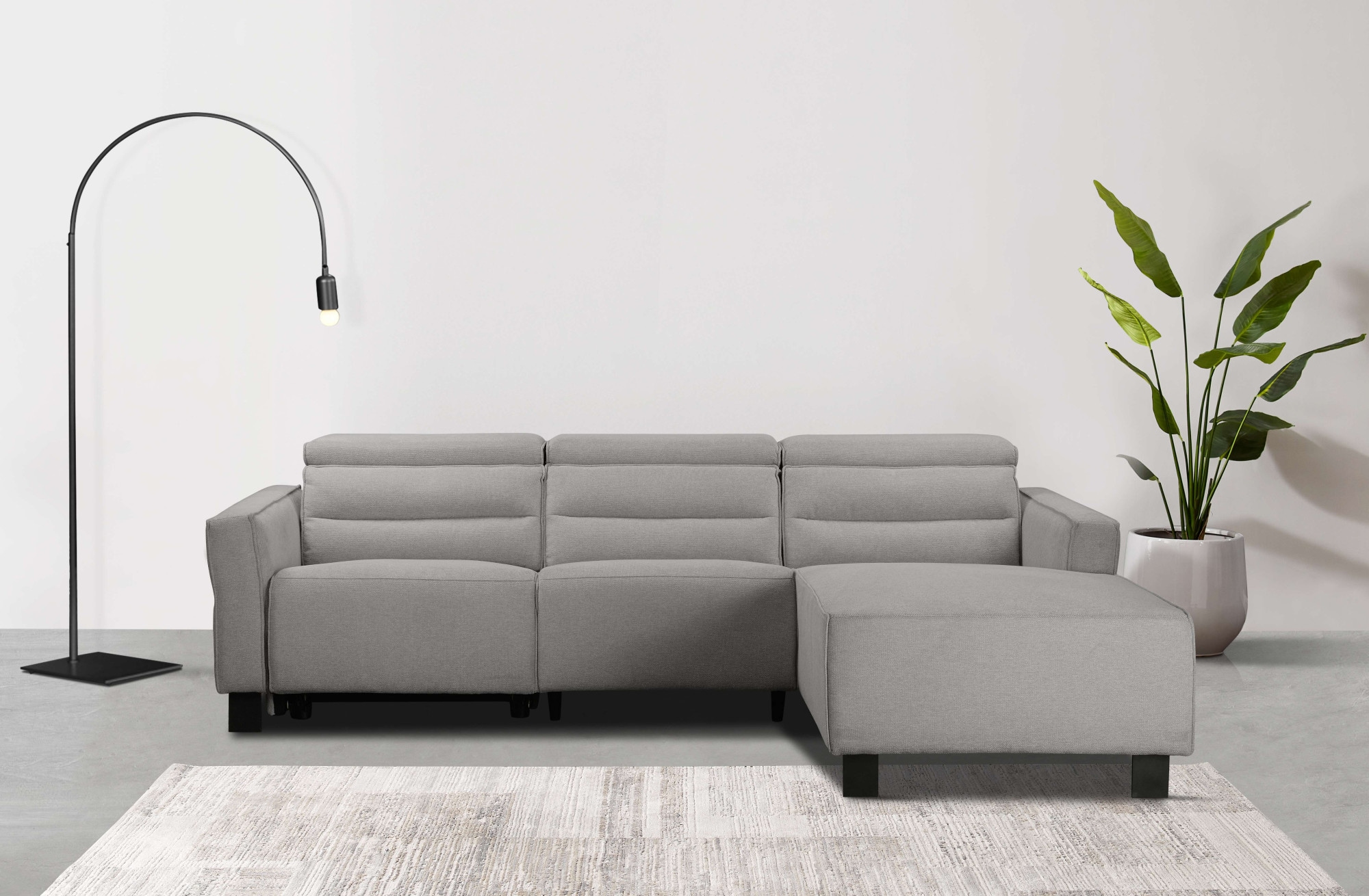GOODproduct Canapé d'angle »CARPARI Webstoff,L-Form,224 cm, man./elektr. Relaxfunktion« USB A/C et réglage de la tête