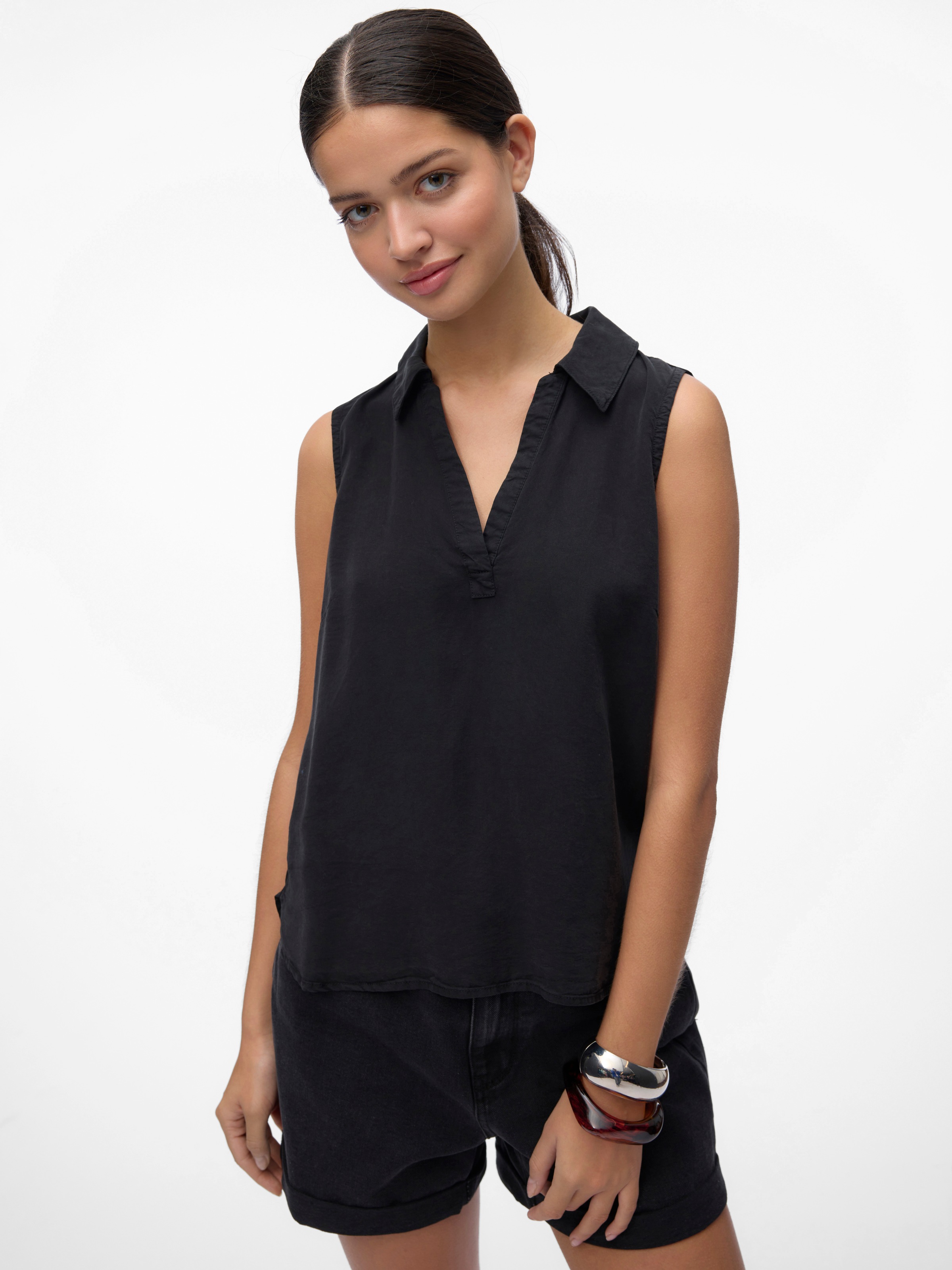 Vero Moda Haut de chemise »VMHARPER SL COLLAR SHORT TENCEL TOP GA« Viskose, regular fit
