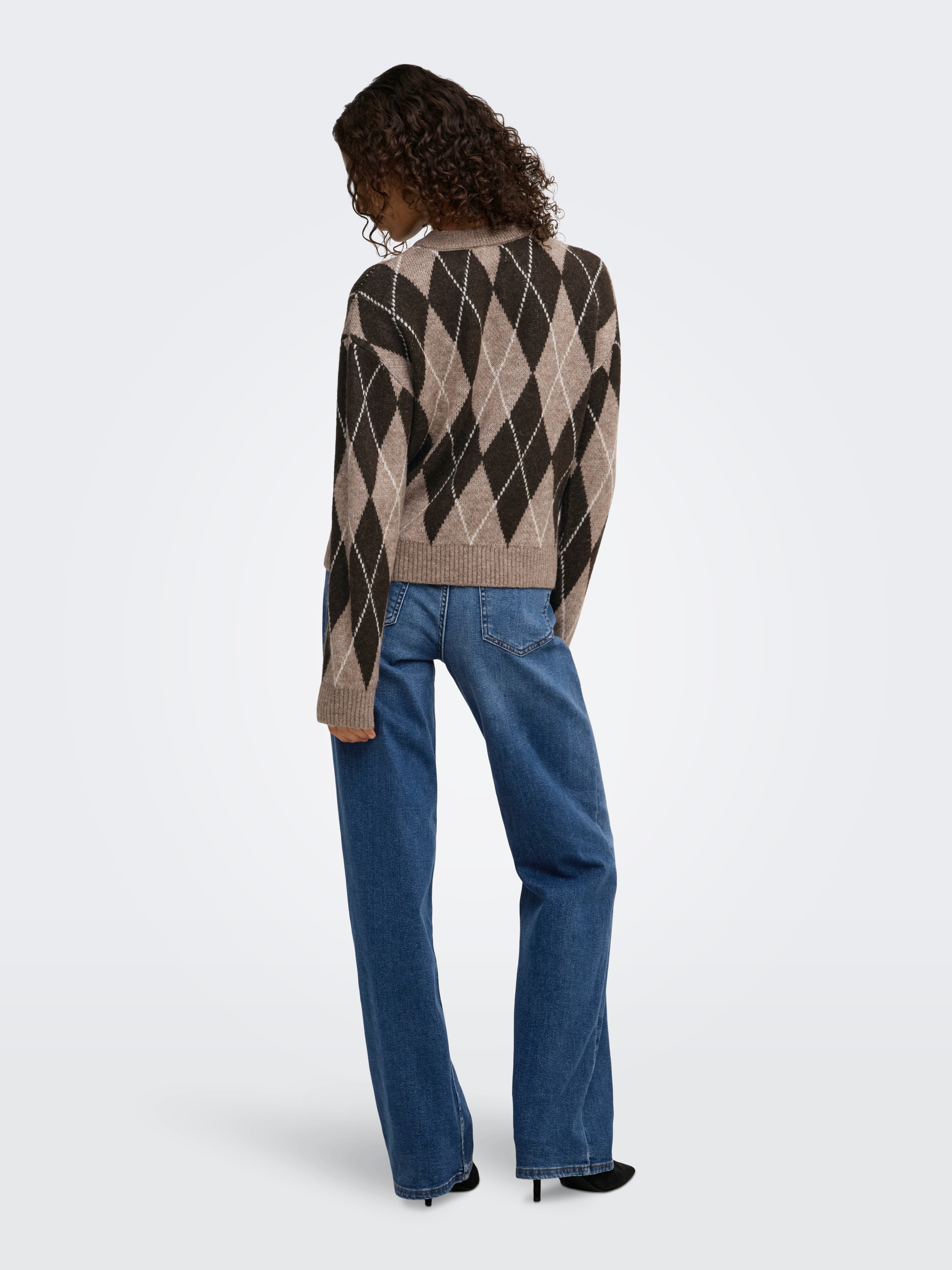 JDY Pull en tricot »JDYBIANKA L/S ARGYLE PULLOVER KNT NOOS« mélange de matériaux, coupe régulière