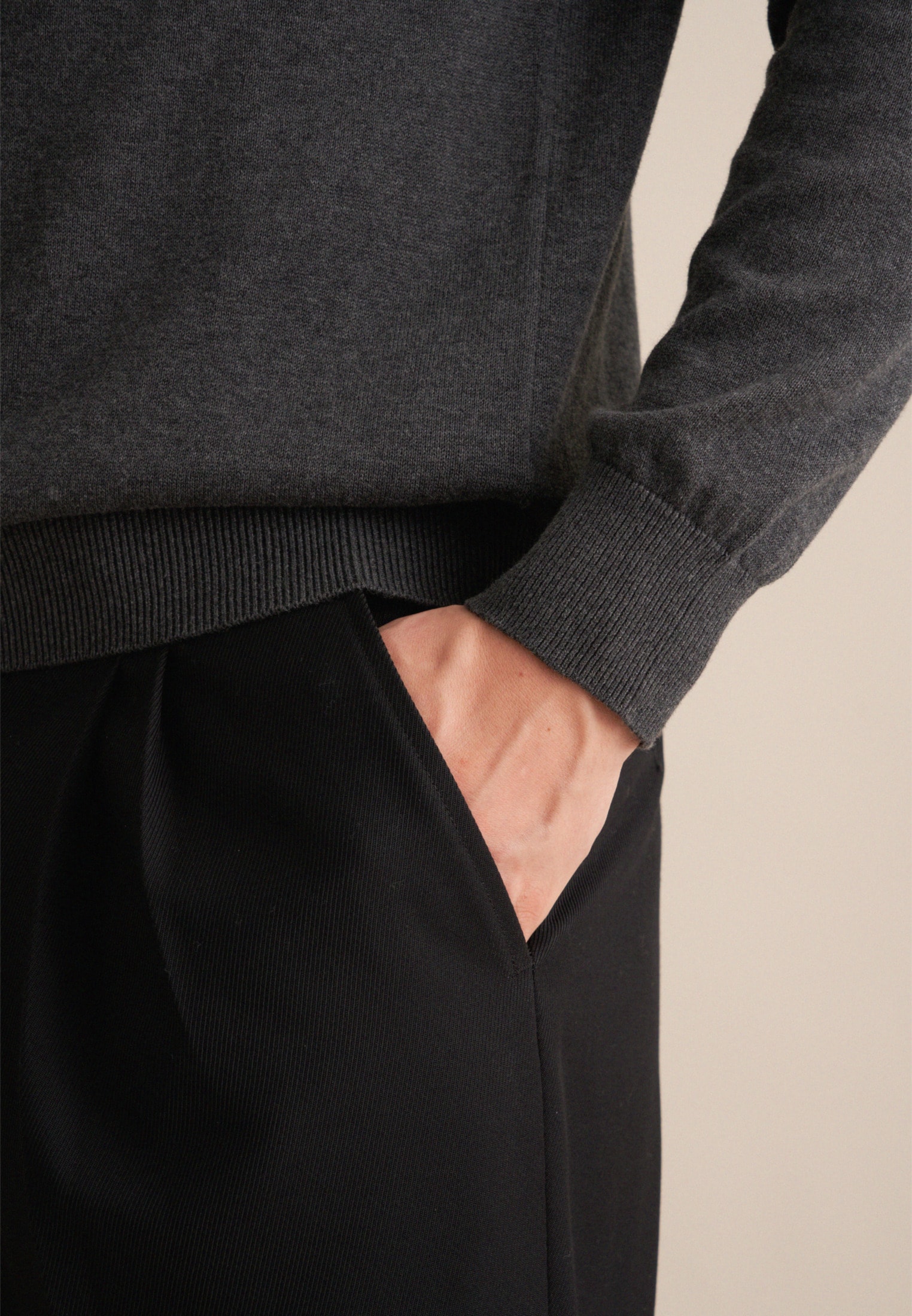 seidensticker Strickpullover »Schwarze Rose« 1/1 Rundhals Uni