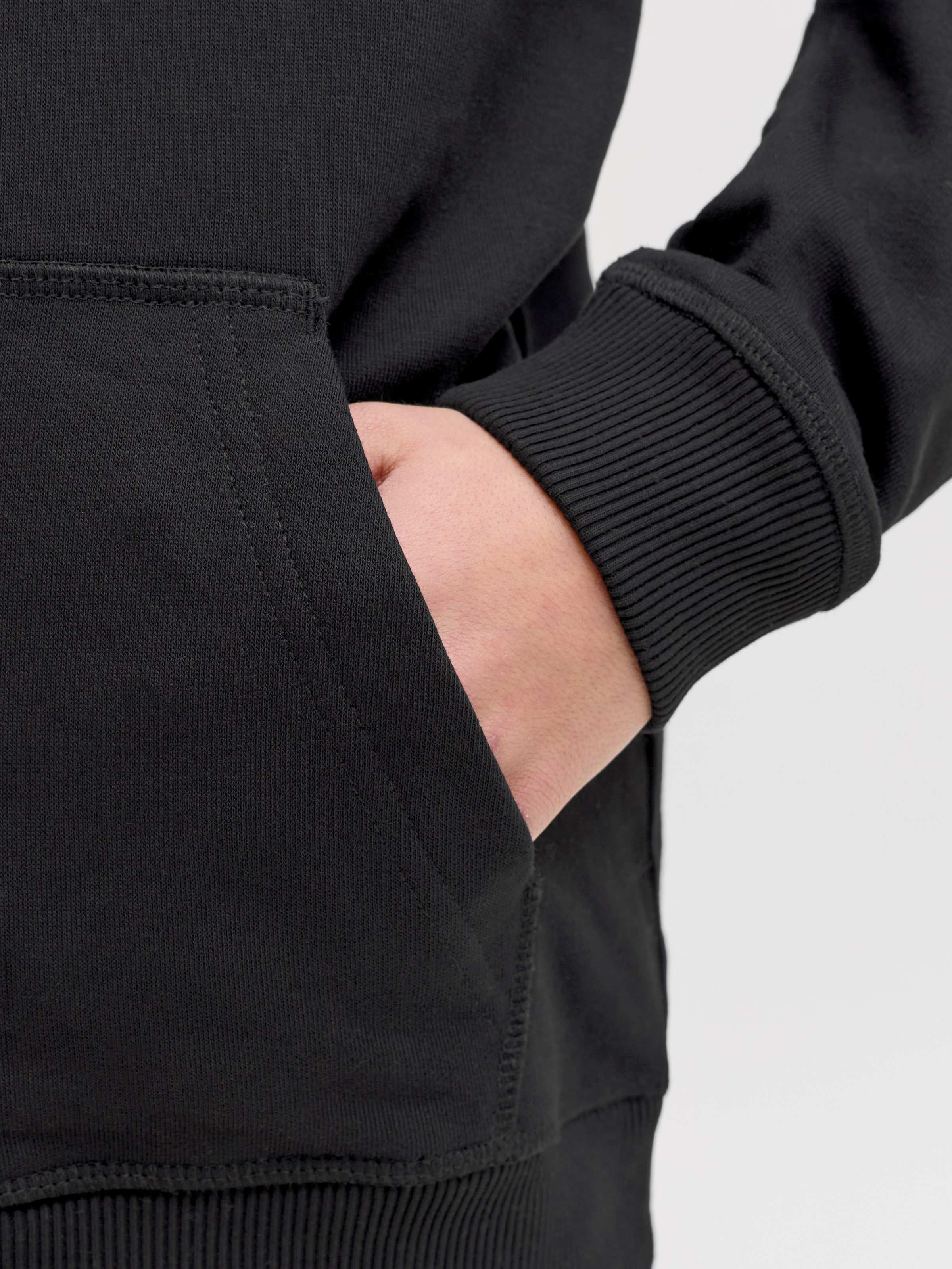 Jack & Jones Junior Kapuzensweatshirt »JORNORREBRO TYPO BACK SWEAT HOOD SN JNR«, Baumwollmischung, relaxed fit, Langarm
