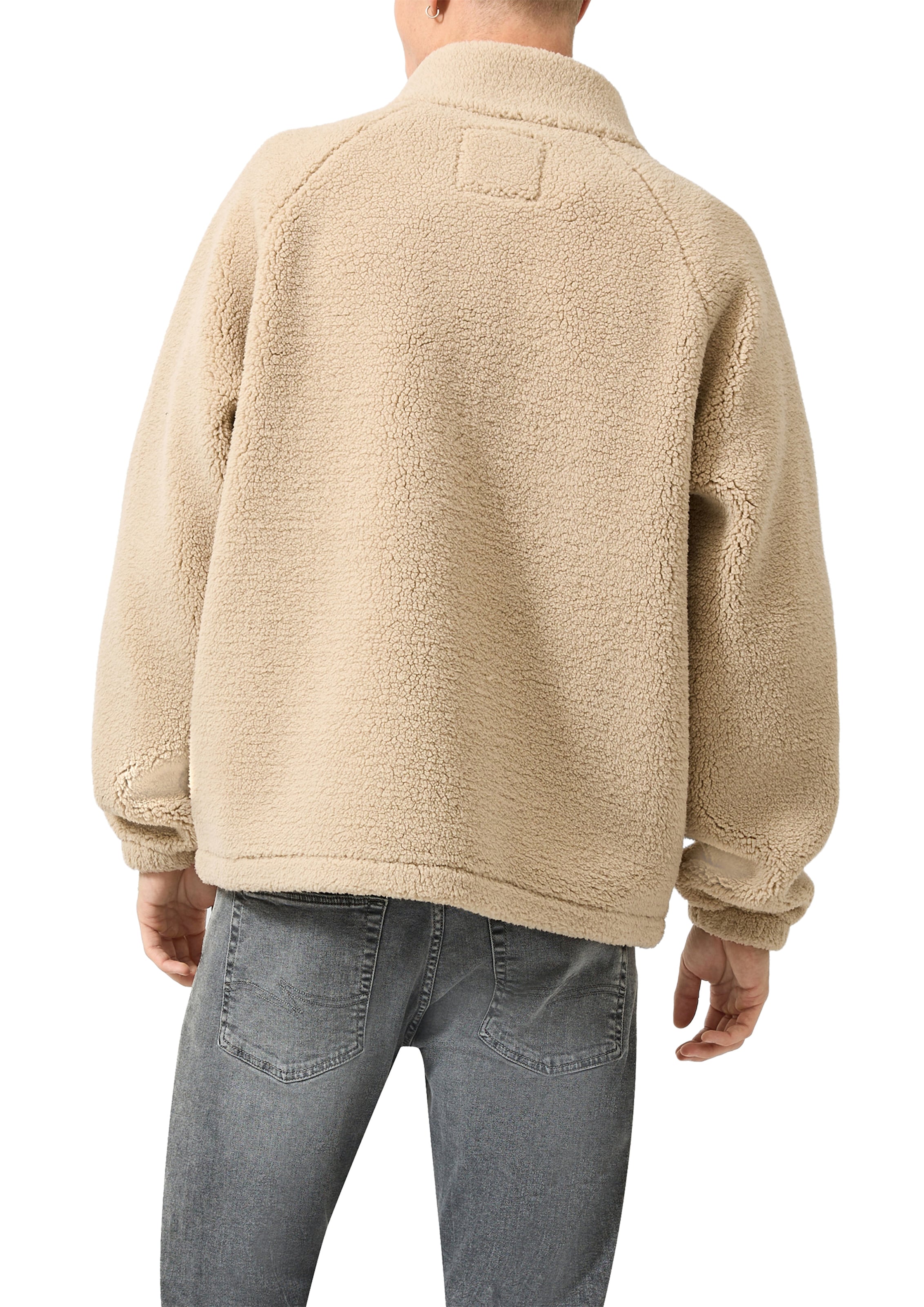 QS Fleecejacke ohne Kapuze Teddy-Jacke mit Stehkragen und Reissverschluss