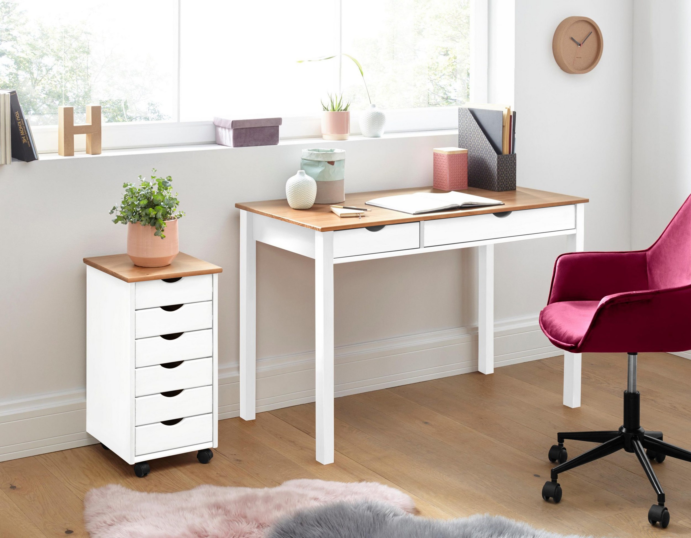 GOODproduct Commode »Gava« massives Kiefernholz, mit vielen Stauraummöglichkeiten, Breite 34 cm