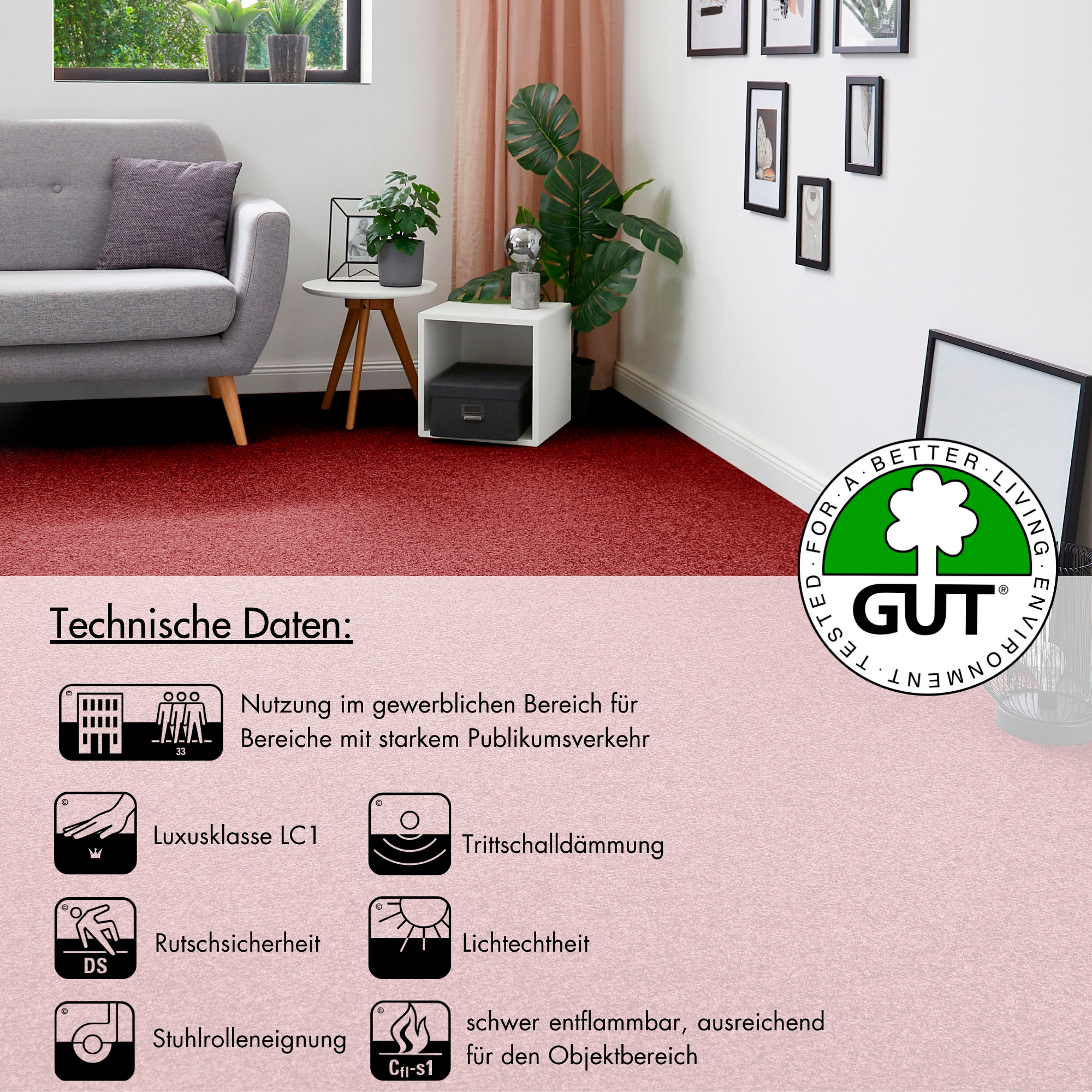 Andiamo Moquette »Invita, Nadelvlies, Made in Belgium« Rectangulaire 5 mm Höhe melierte Optik, Breite 200 cm oder 400 cm, robust & strapazierfähig