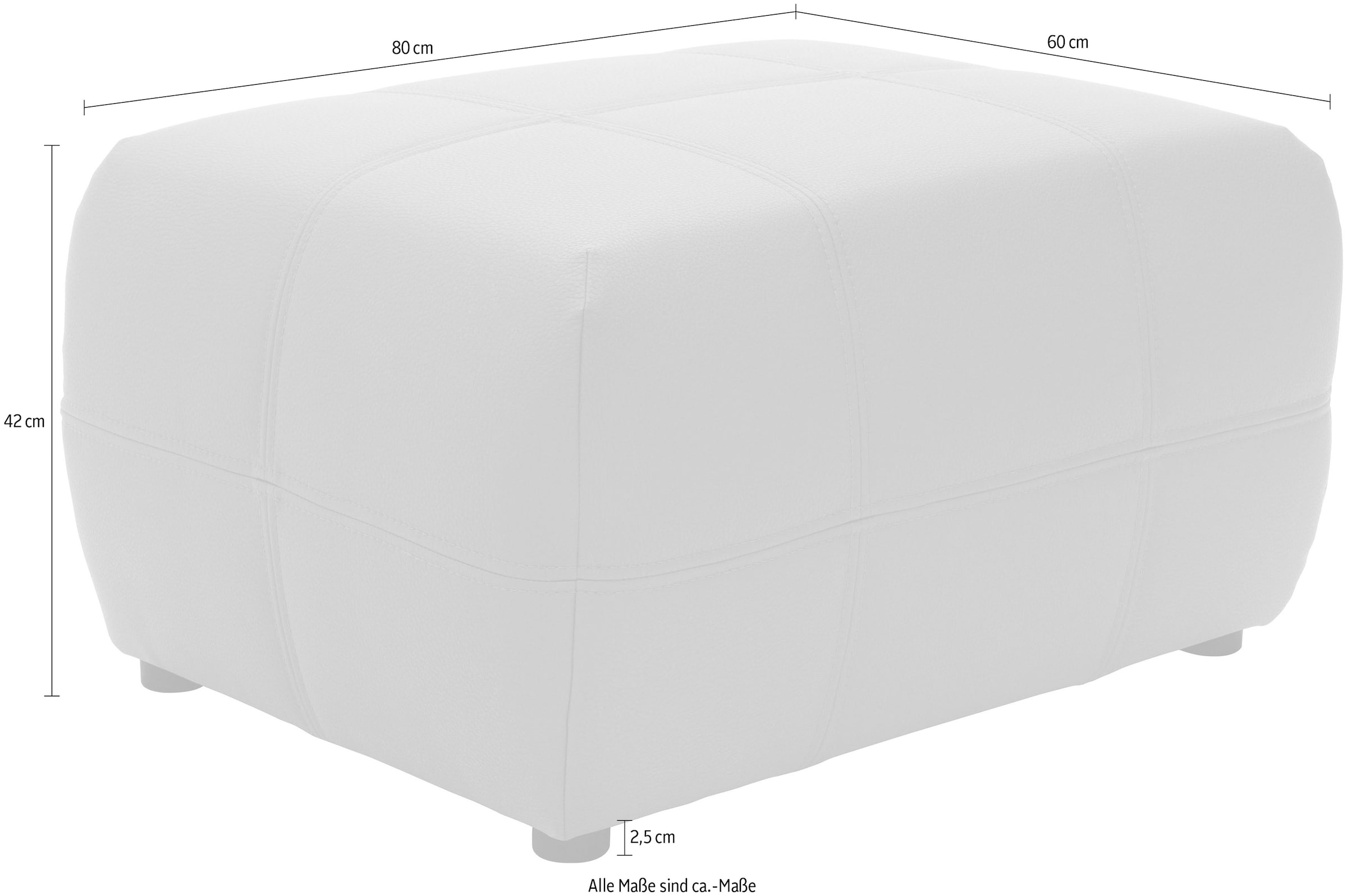 DOMO collection Hocker »Brandon« kleine Ausführung, passend zu "Brandon" in Leder und Luxus-Kunstleder