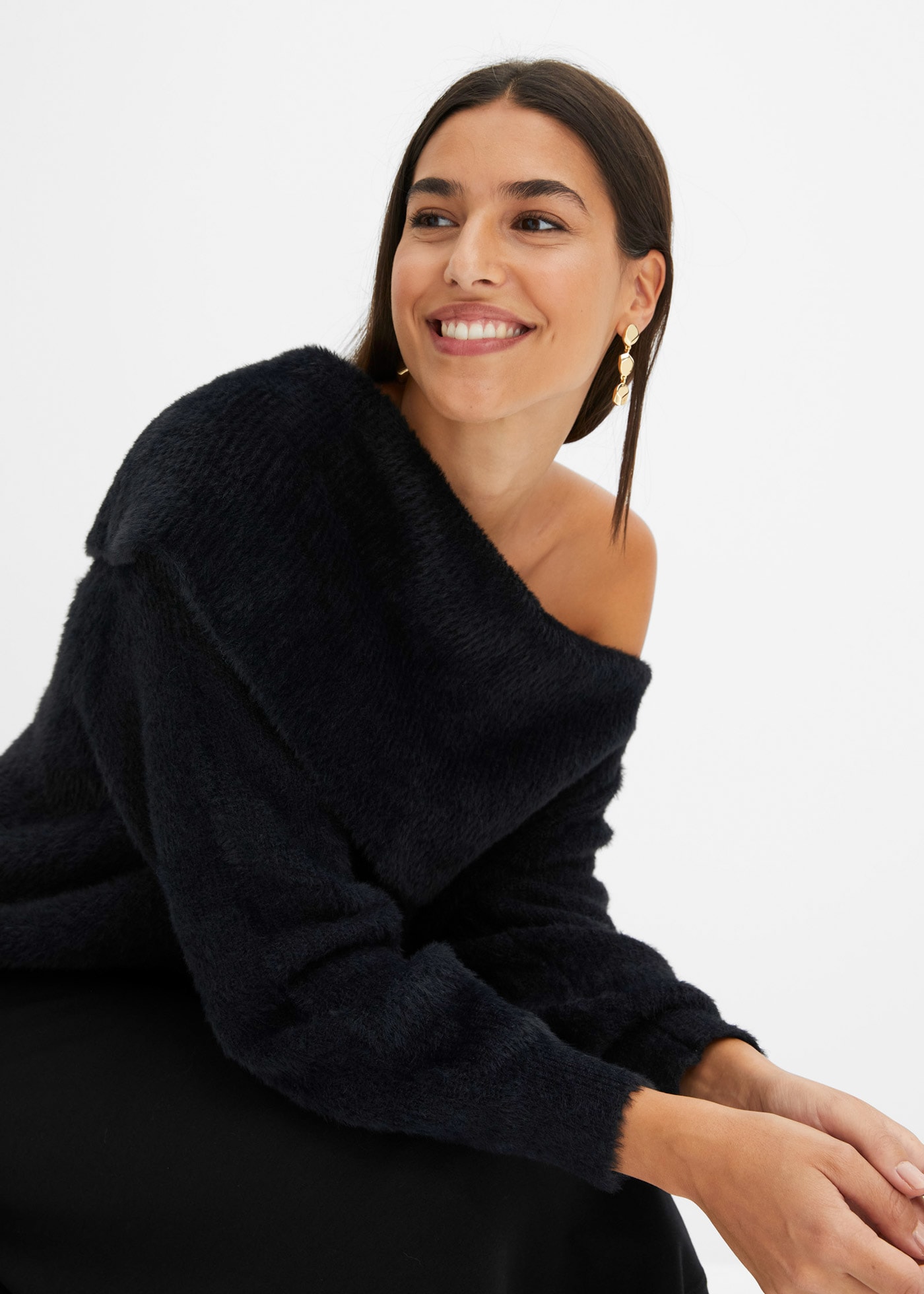 bonprix Pull en tricot aus Polyamid, Viskose und Polyester, lässig geschnittene Passform