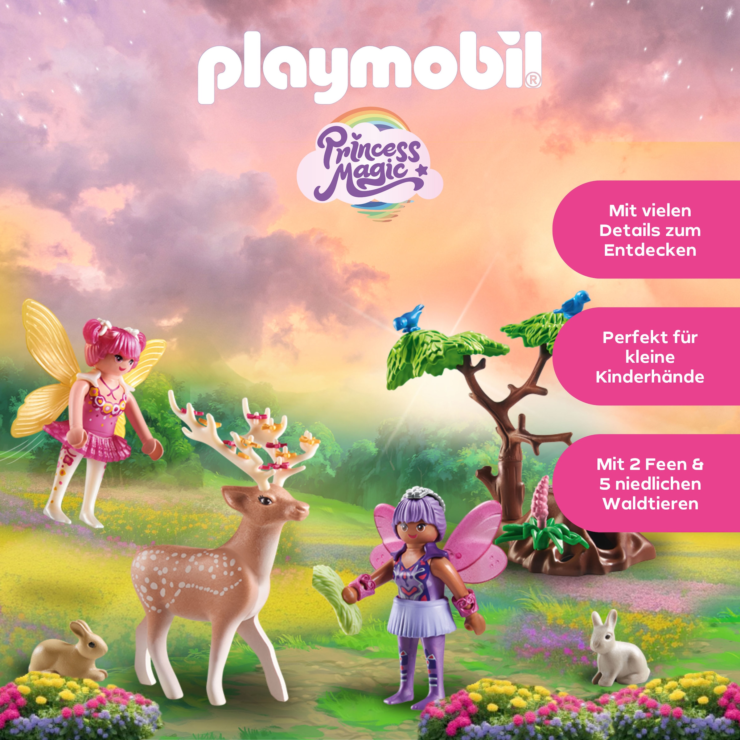 Playmobil® Konstruktions-Spielset »Feen mit süssen Waldtieren (71800), Playmobil Fairies« Made in Europe